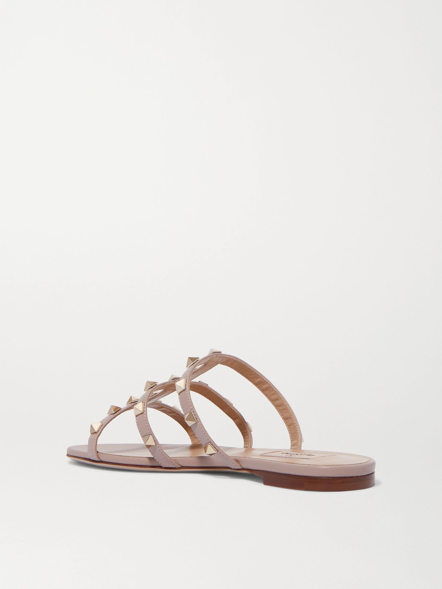 Rockstud leather sandals Blush - 3