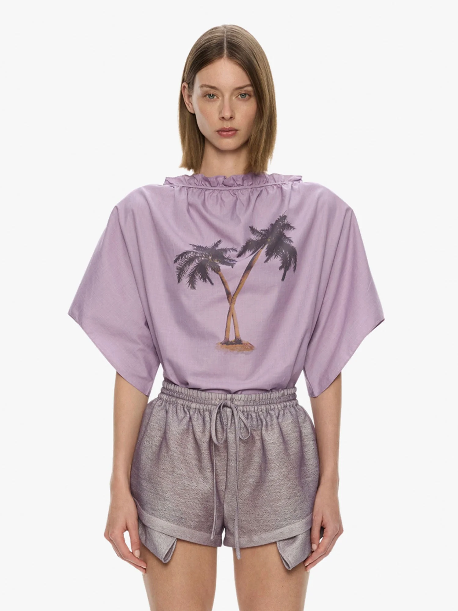 Mirage Palm Poplin Top - 1