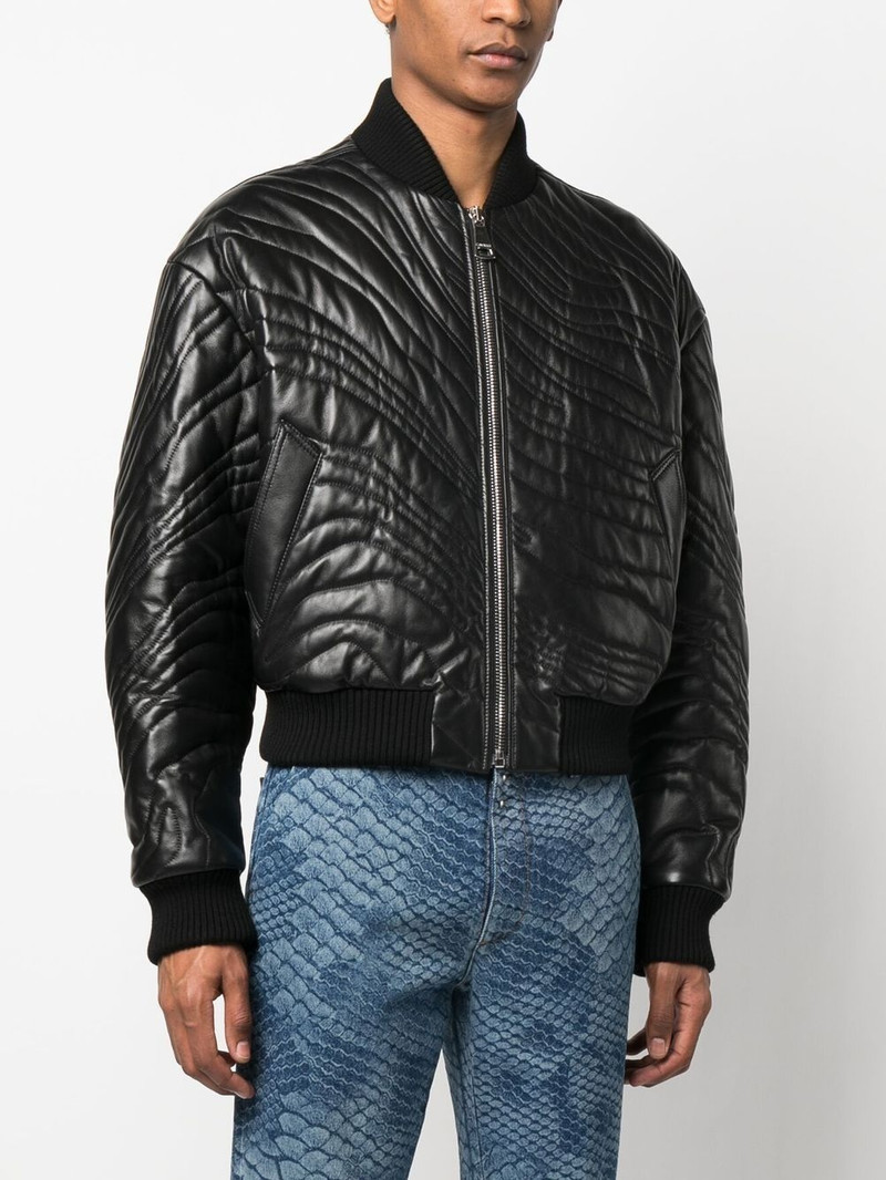 stripe-quilted leather bomber jacket 3