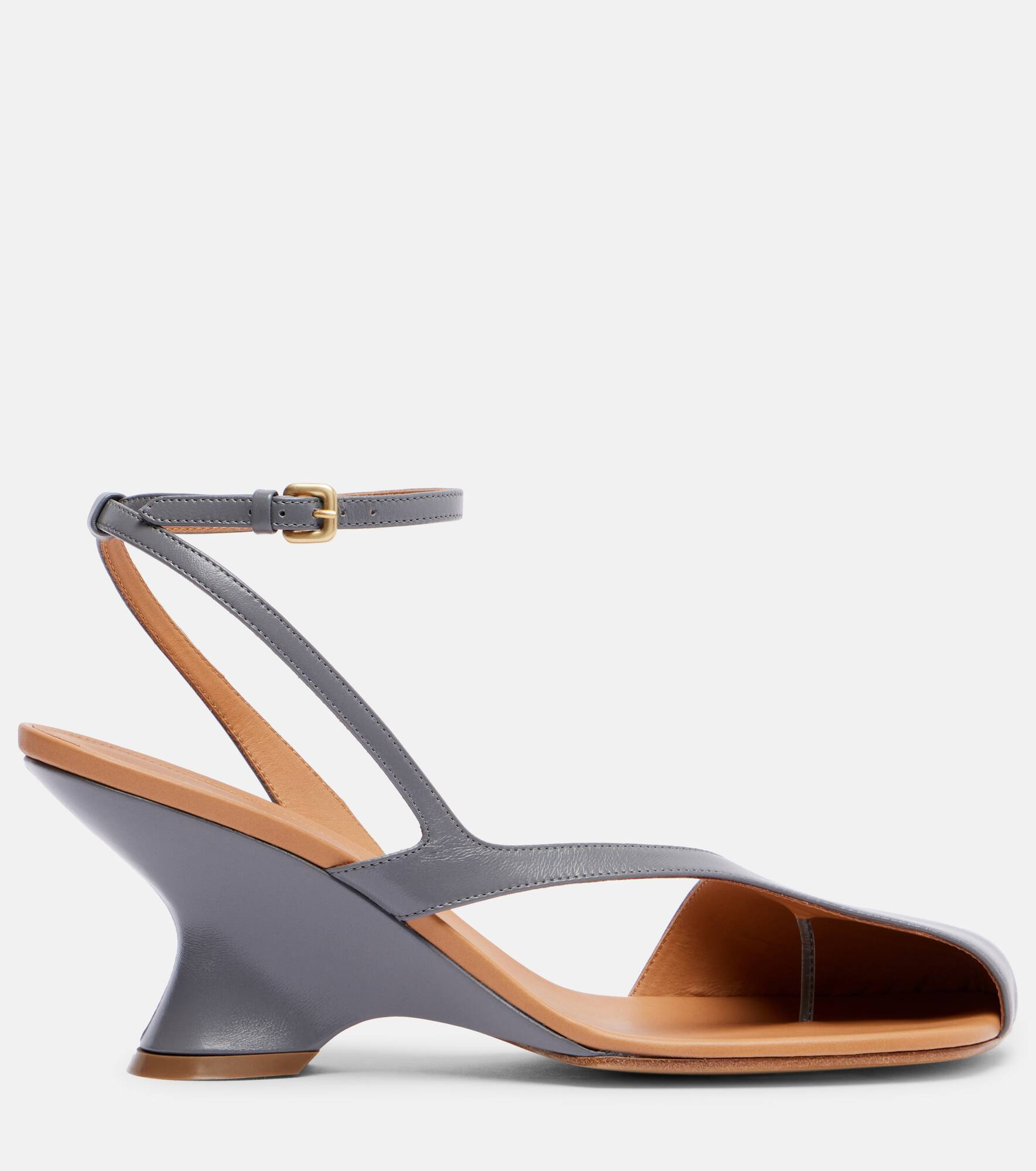 75 leather wedge sandals - 4