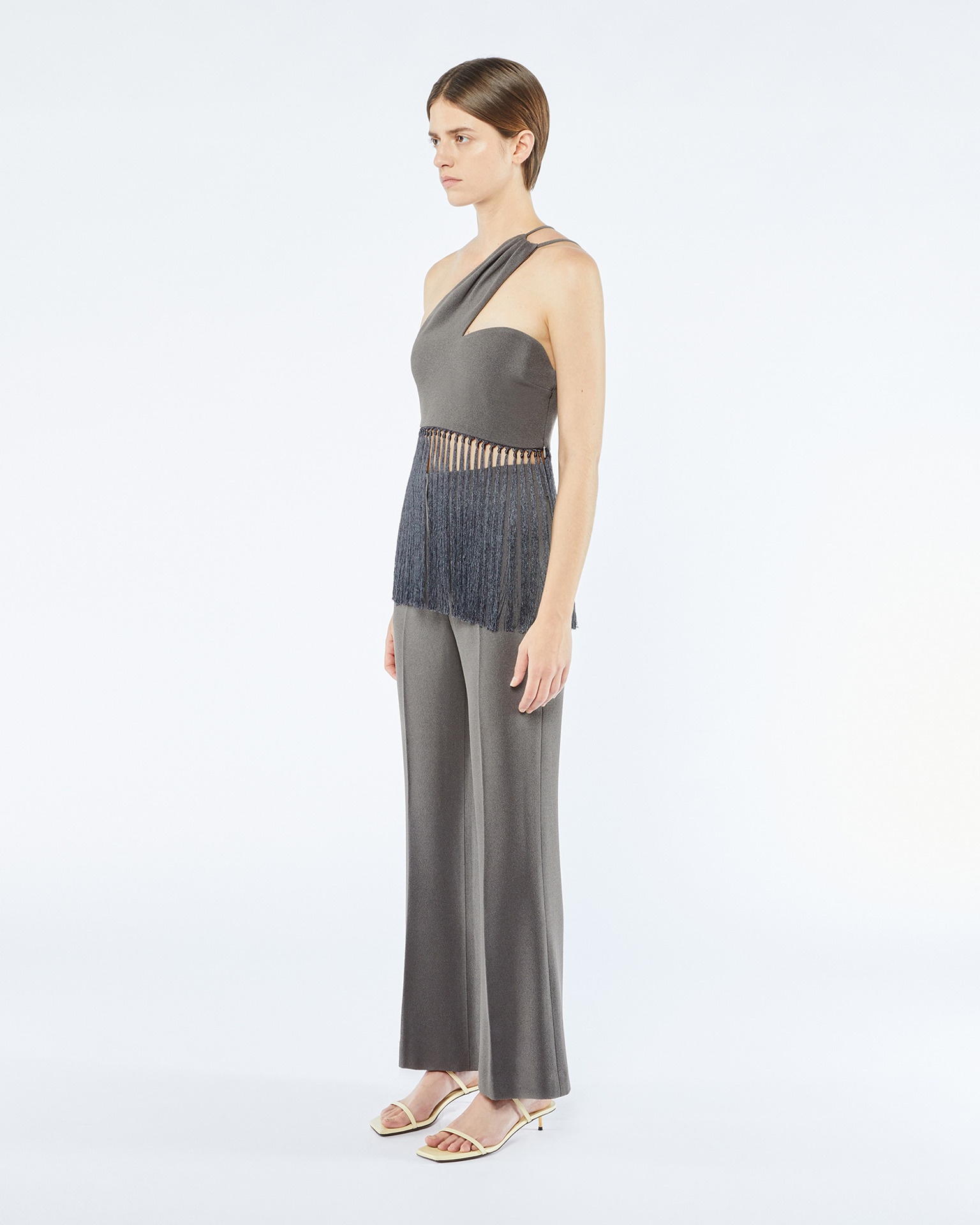 EMILOU - Fringed halterneck top - Dark grey - 3