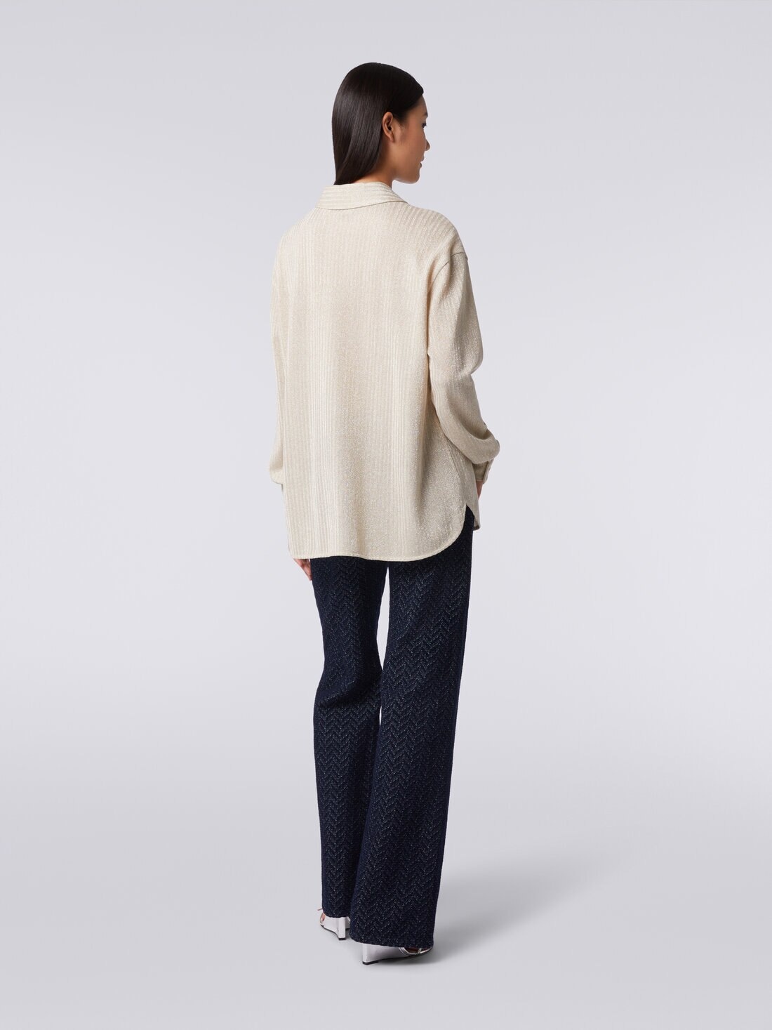 Cotton and viscose lamé oversized shirt - 4