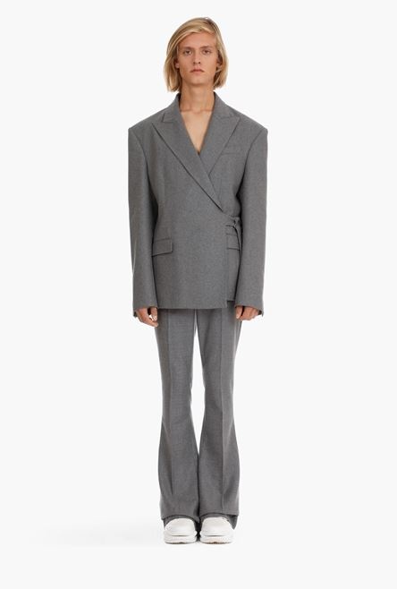 Heather gray wool asymmetrical blazer - 4