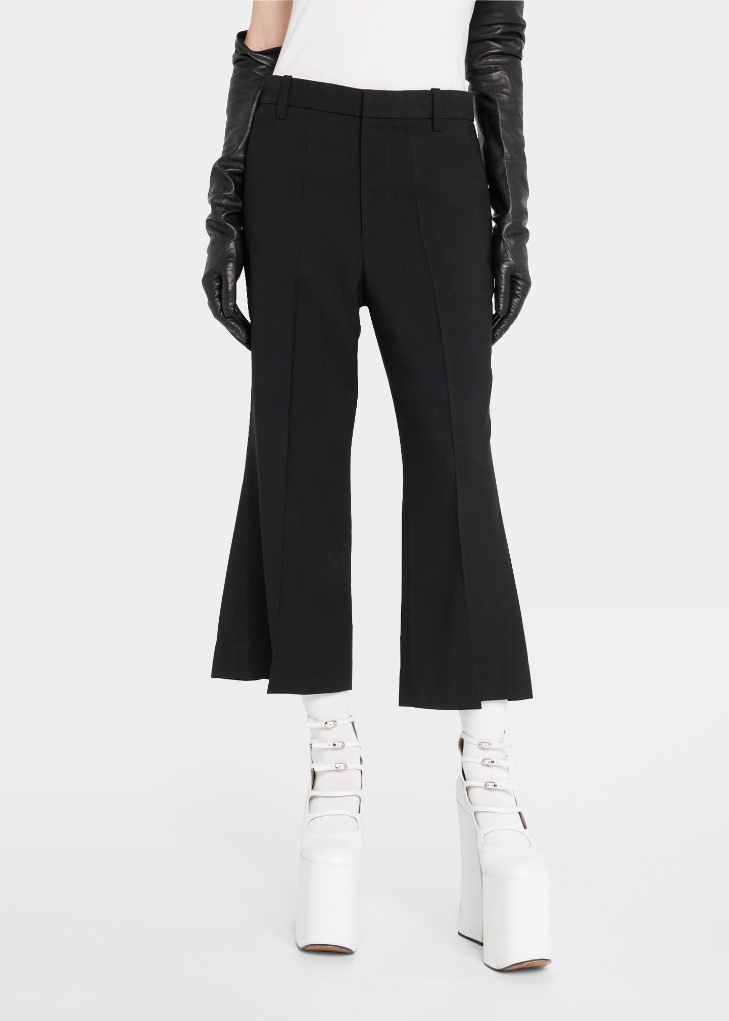 Abstract-Stitch Cropped Flare Trouser Pants - 4