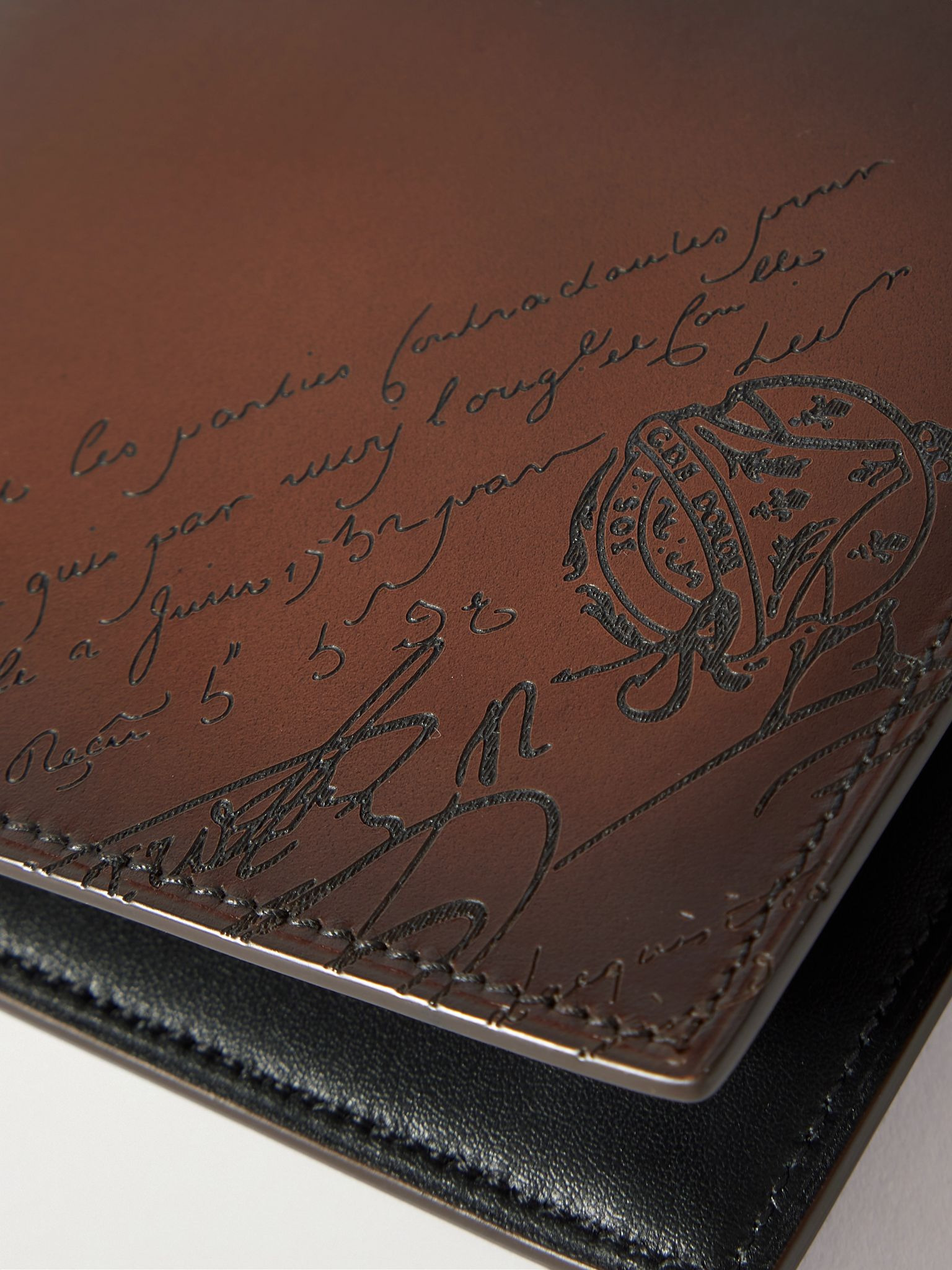 Figure Scritto Venezia Leather Bifold Wallet with Money Clip Brown - 3