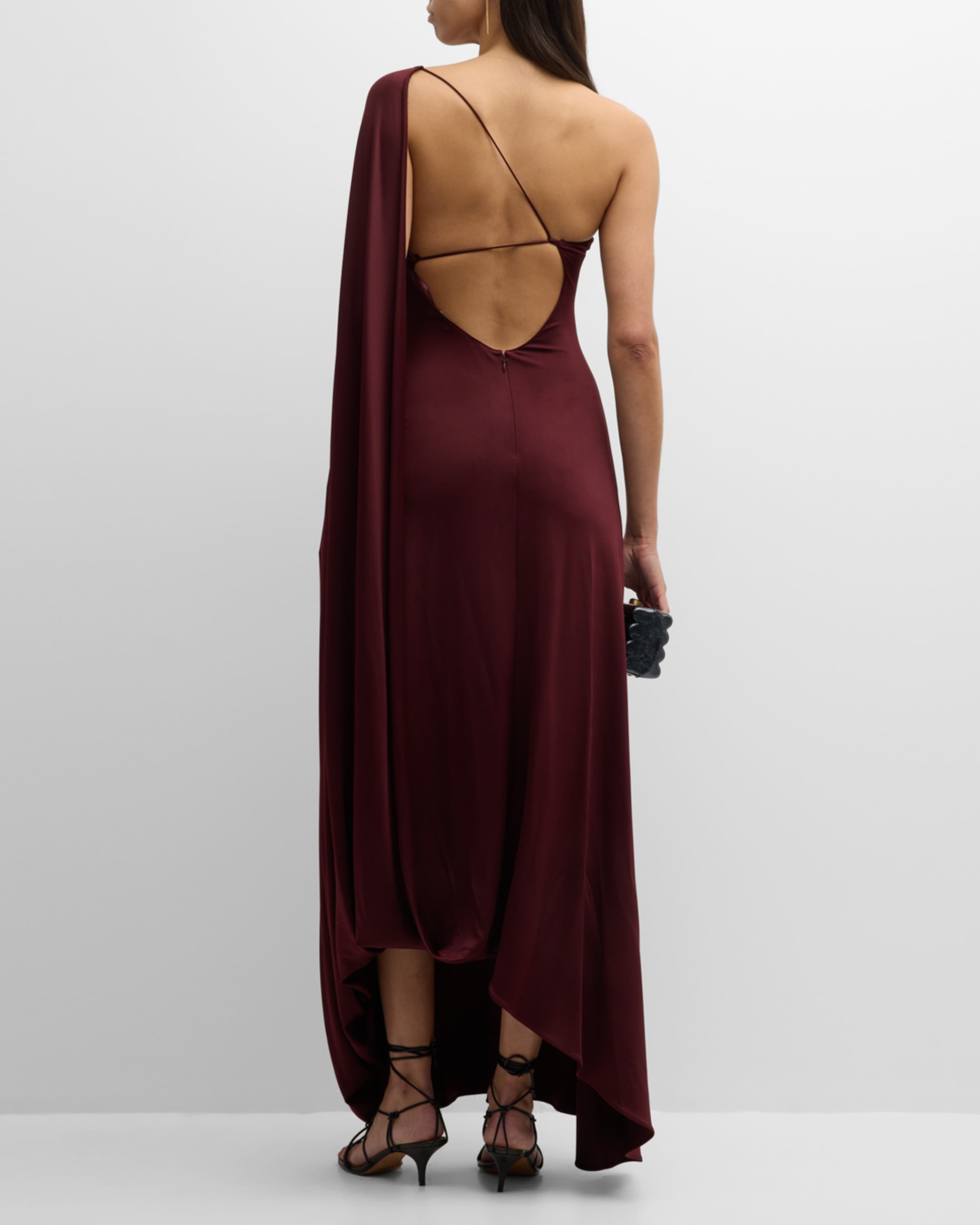 Stella McCartney One-Shoulder Cape Sleeveless Maxi Dress