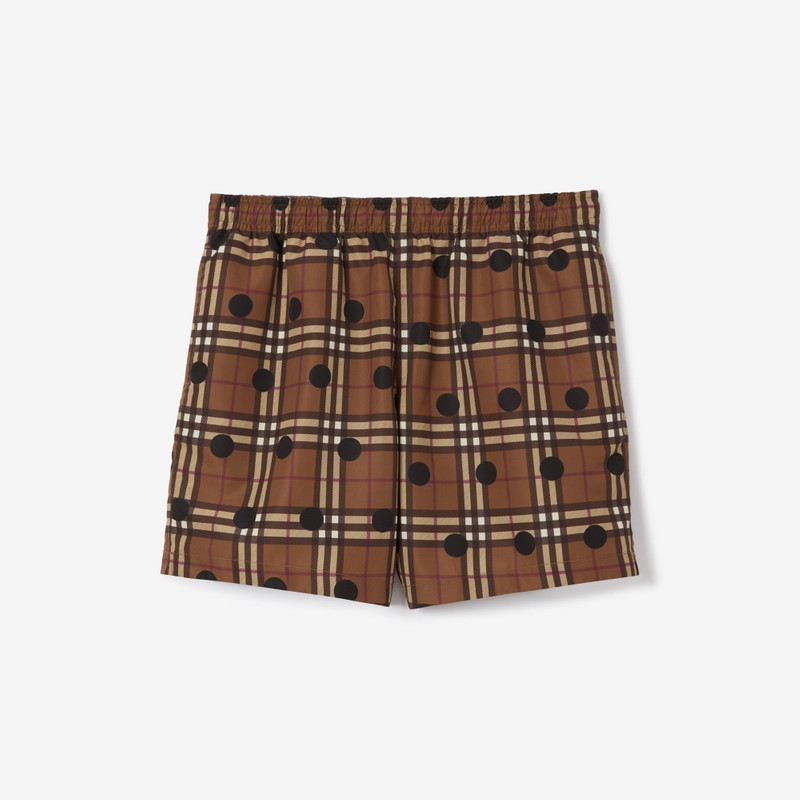 Polka Dot Vintage Check Print Swim Shorts 1