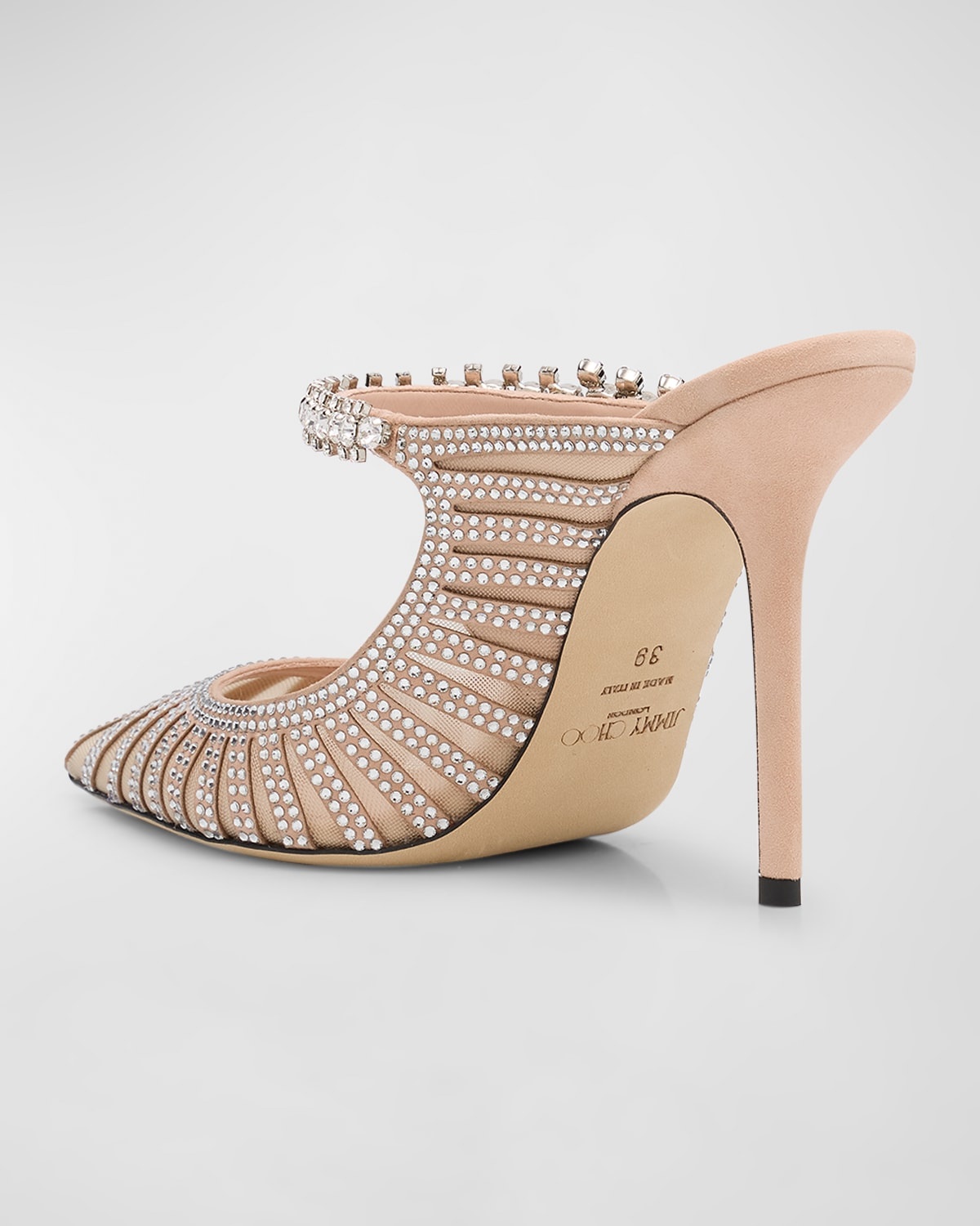 Bing Mesh Crystal-Strap Mule Pumps - 4