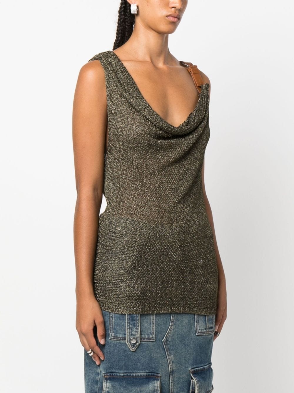 buckle-detail knitted tank top - 3