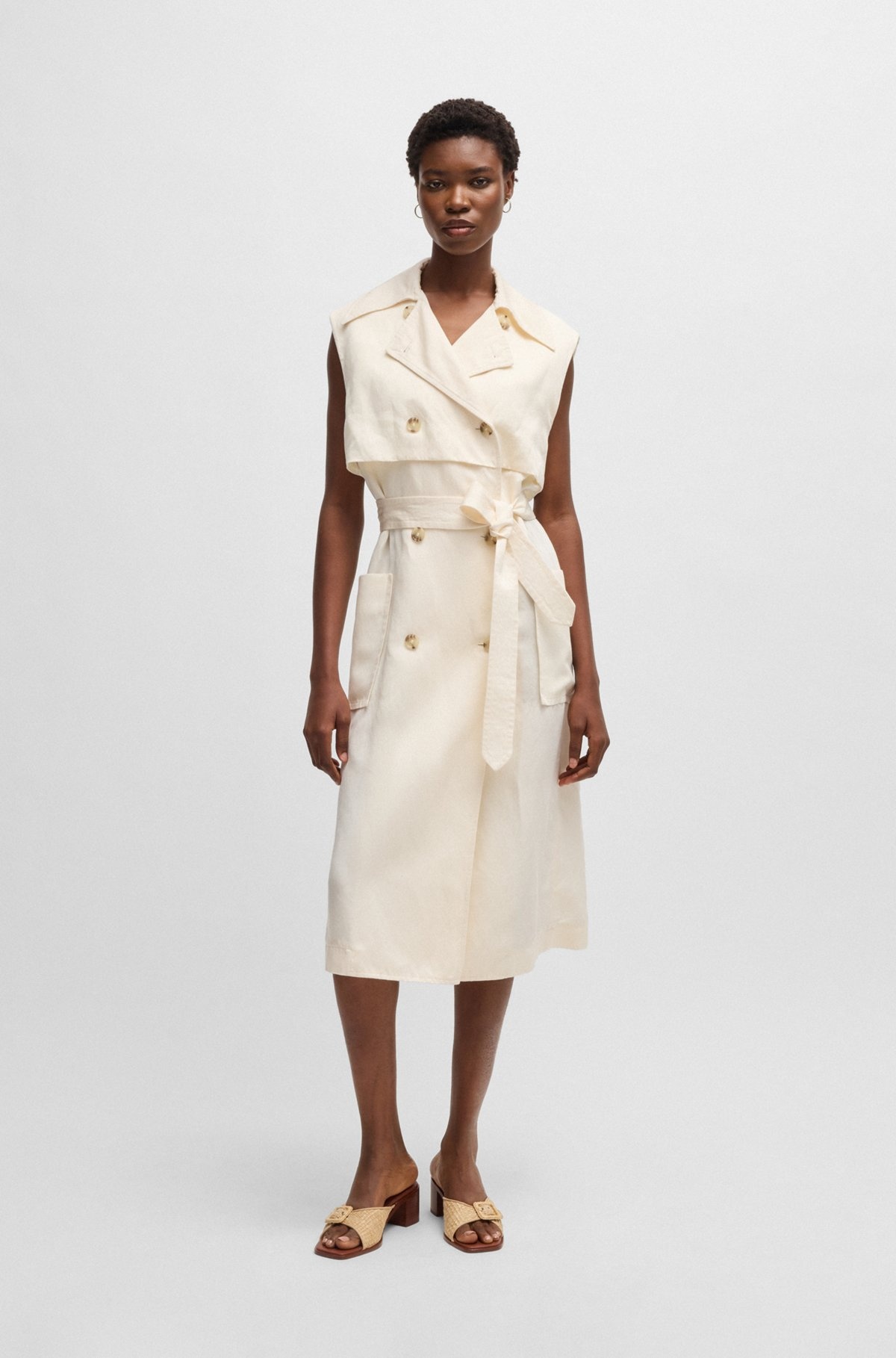 SLEEVELESS TRENCH DRESS WITH DOUBLE-BREASTED CLOSURE - 2