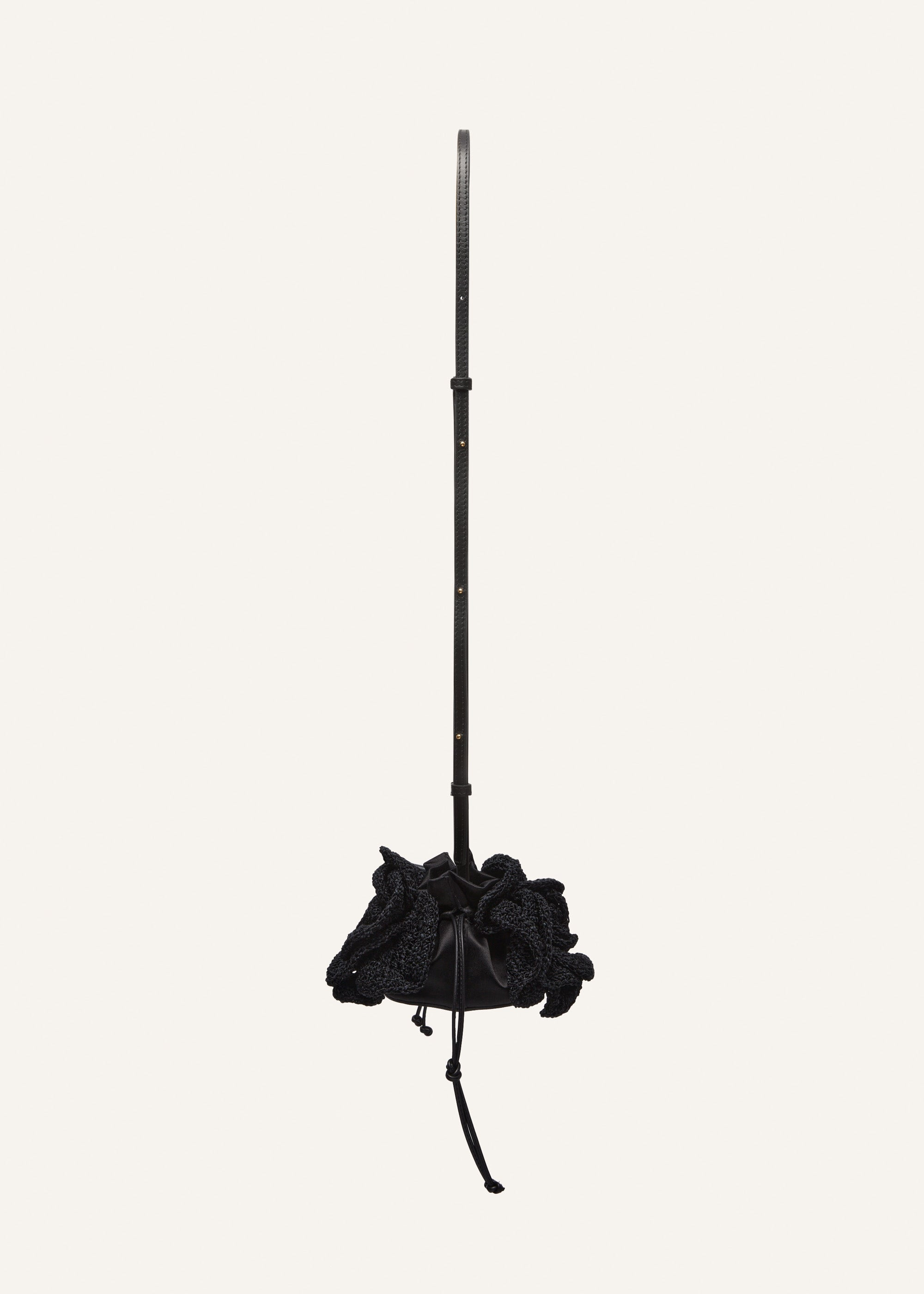 Small Magda bag beads strap in black crochet - 4