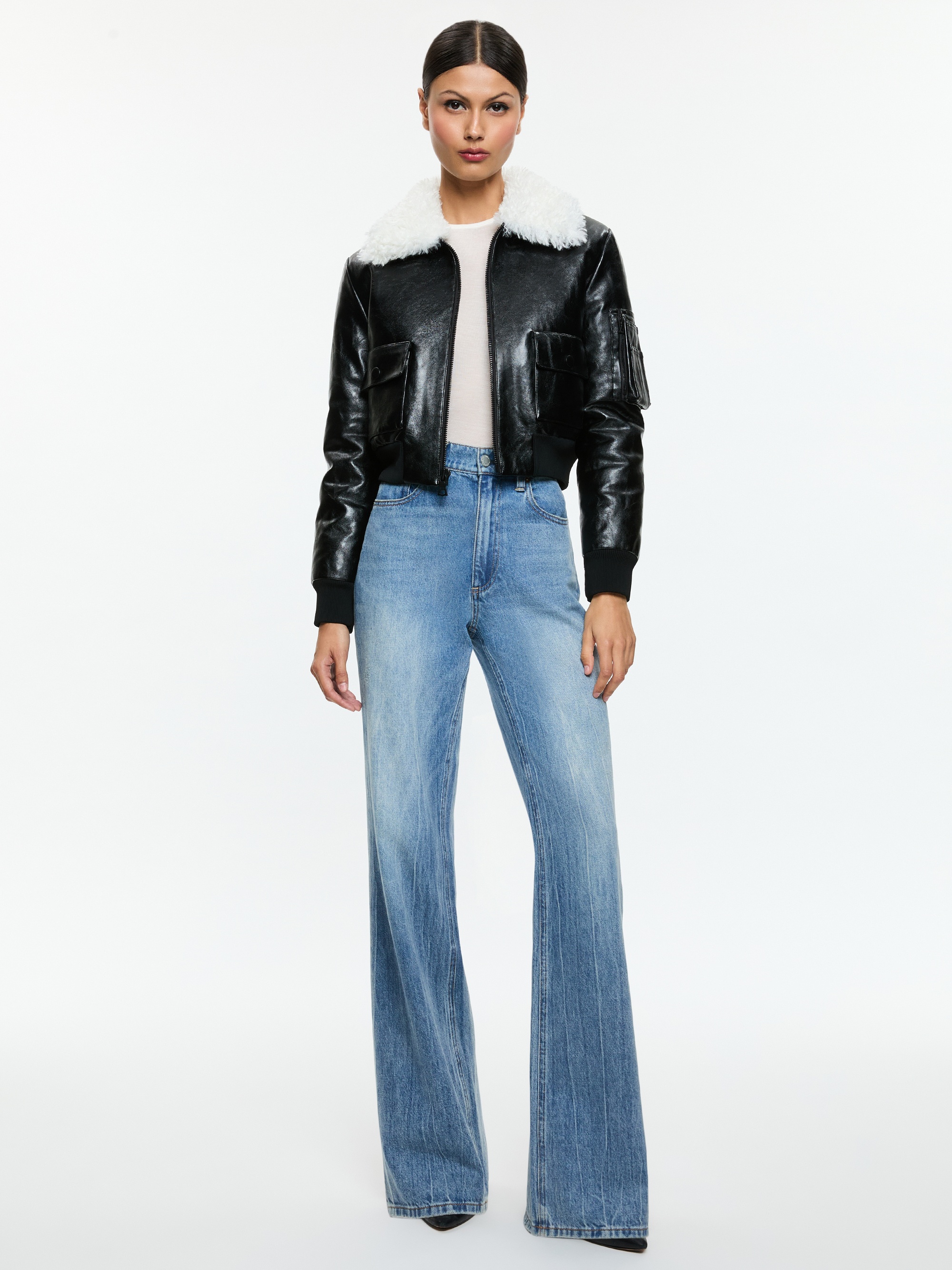 WILLARD VEGAN AVIATOR FAUX FUR COLLAR JACKET - 3