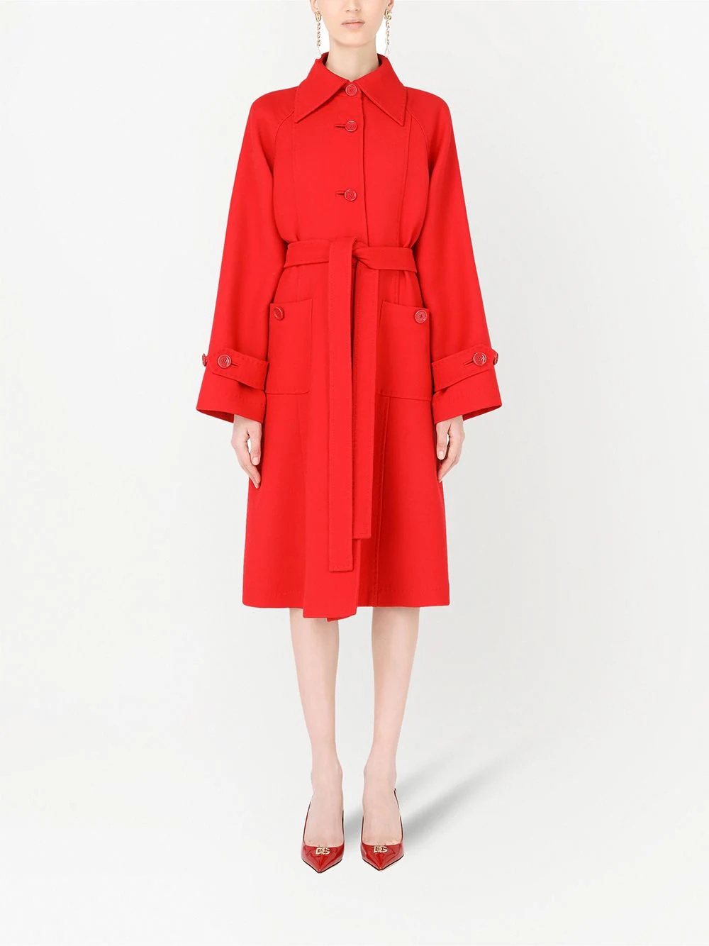 belted A-line trench coat - 3