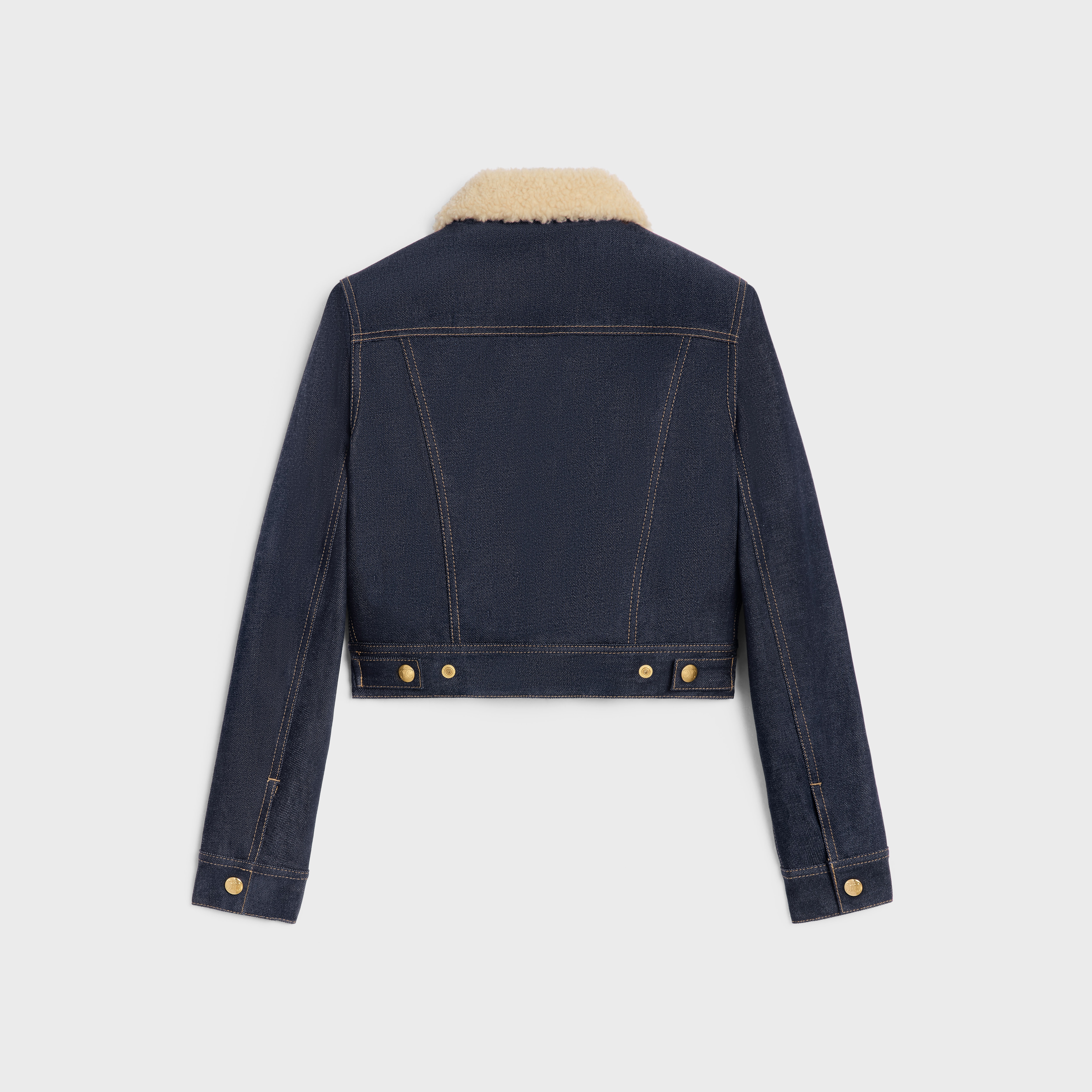 trucker Sherpa jacket in raw wash denim - 2
