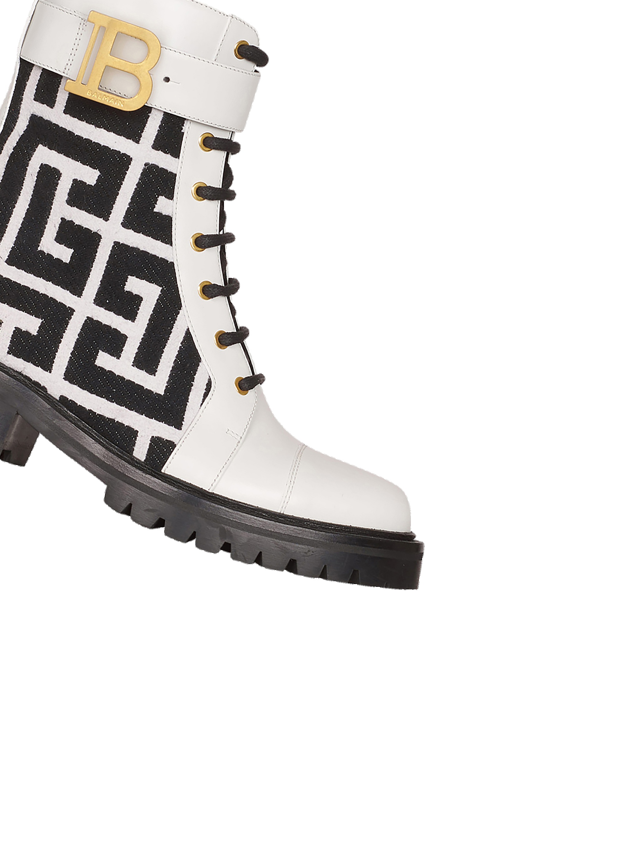 Bicolor jacquard Ranger Romy ankle boots with Balmain monogram - 5