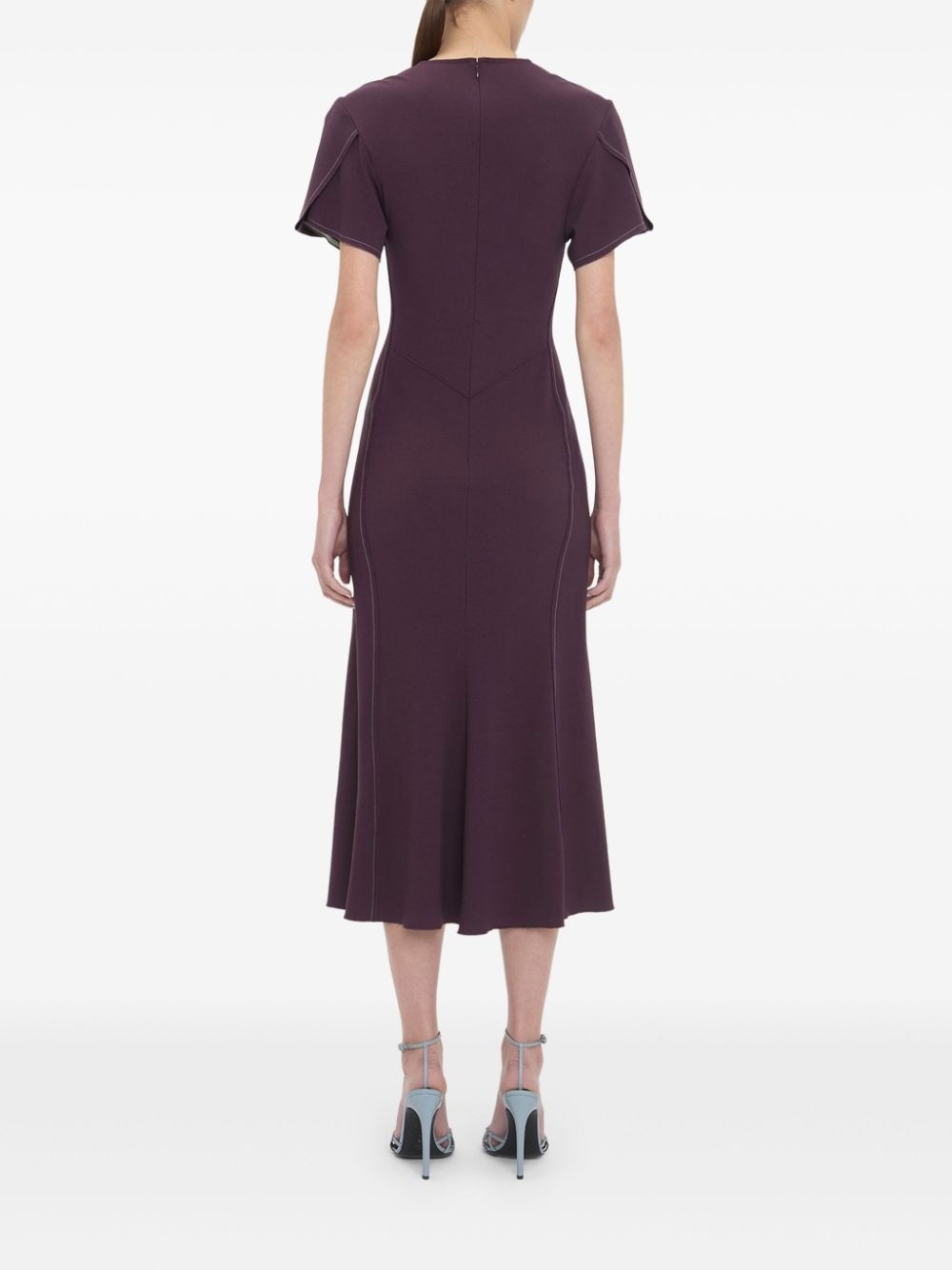gathered V-neck midi dress - 4