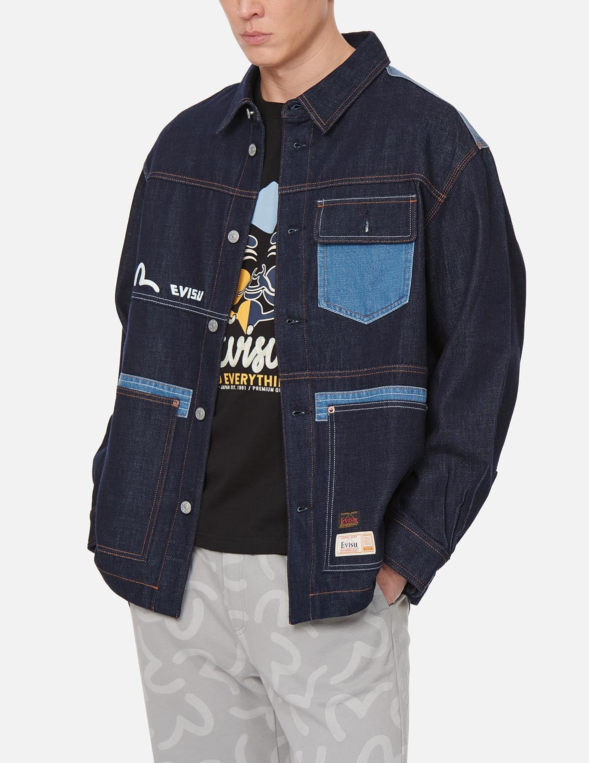 Vintage Handwritten Logo Embroidered Denim Shirt Jacket - 4