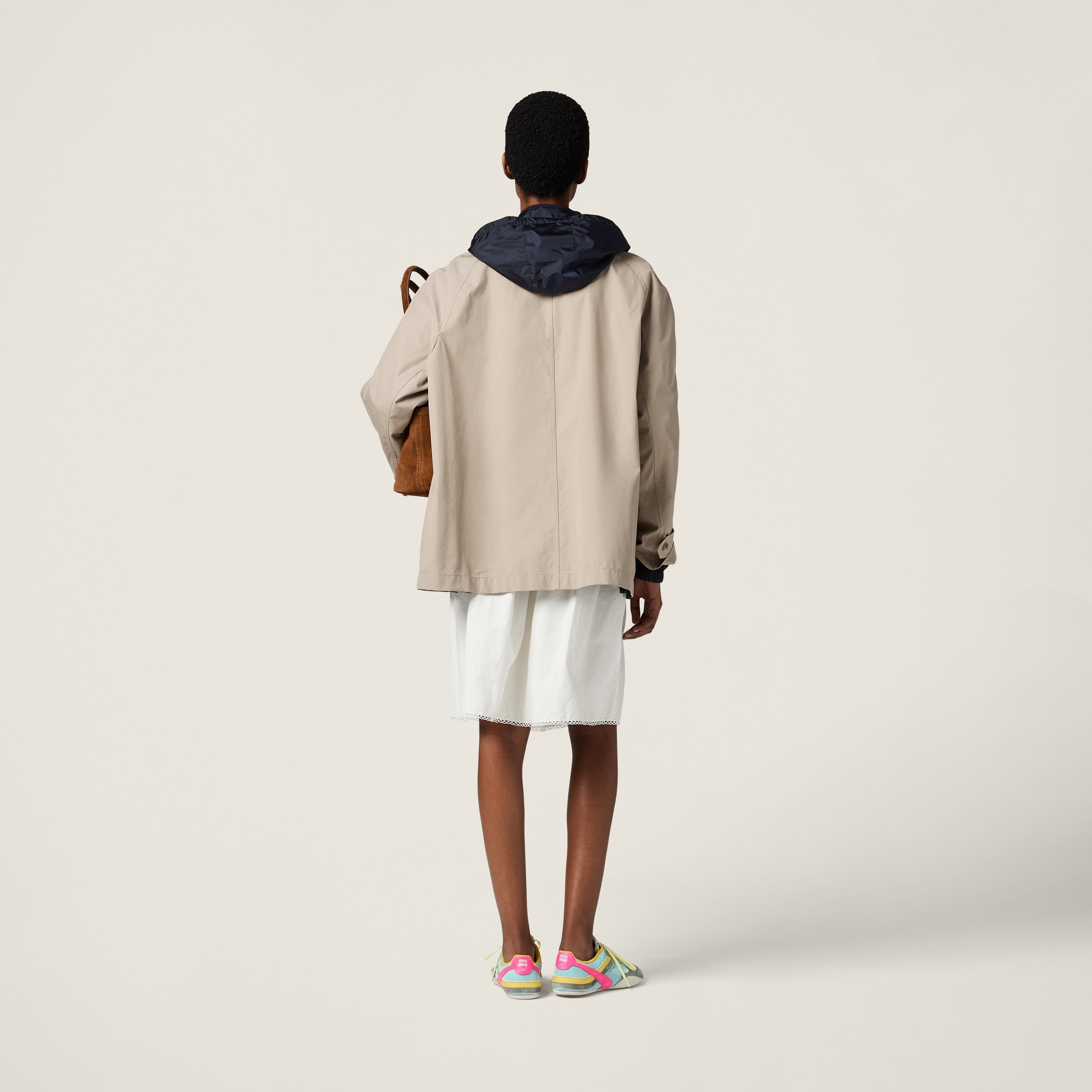 Panama cotton and technical pongé blouson jacket - 3
