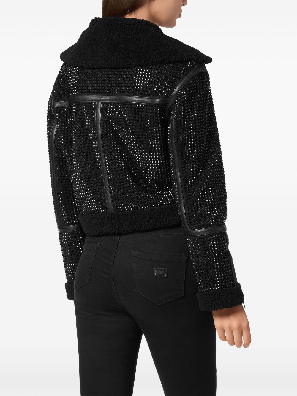 crystal shearling jacket - 4