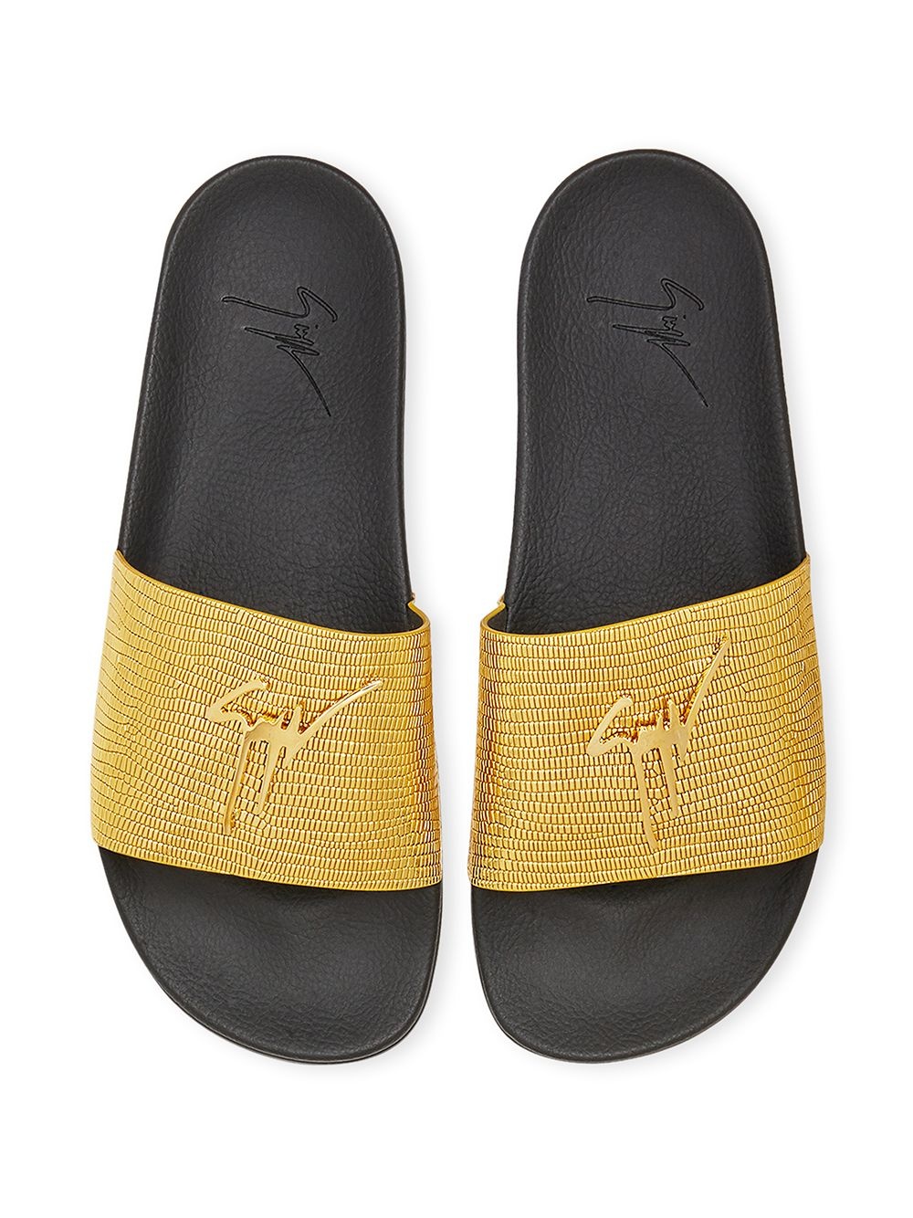 Brett lizard-effect leather slides - 4