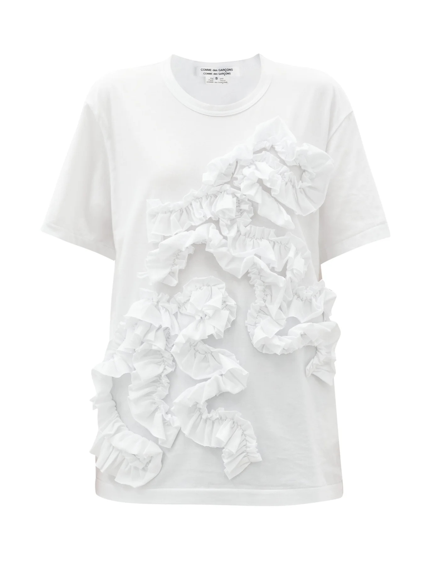 Ruffle-appliqué cotton-jersey T-shirt - 1