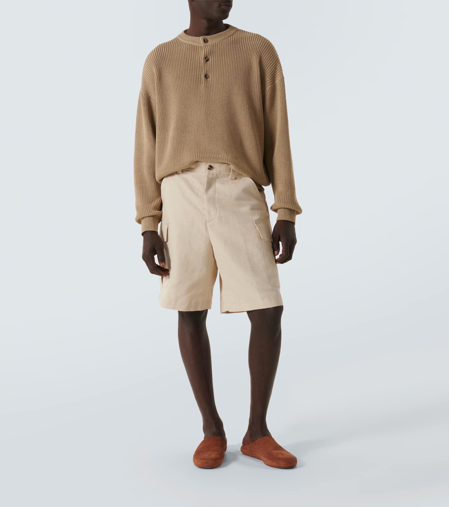 Bizen cotton and linen cargo shorts - 2