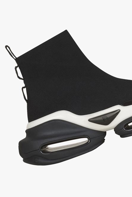 Exclusive - Black and white knit and suede B-Bold high-top sneakers - 7