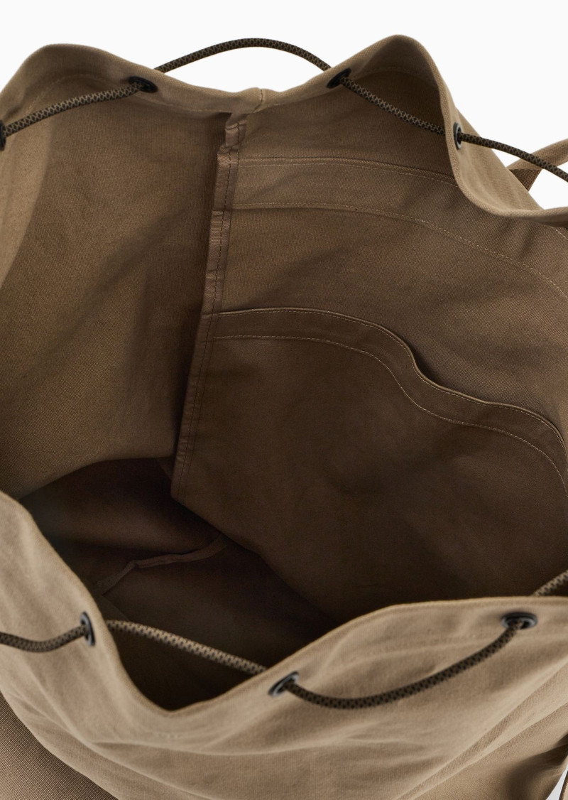 Emporio Armani Sustainability Values Capsule Collection organic canvas drawstring backpack 4