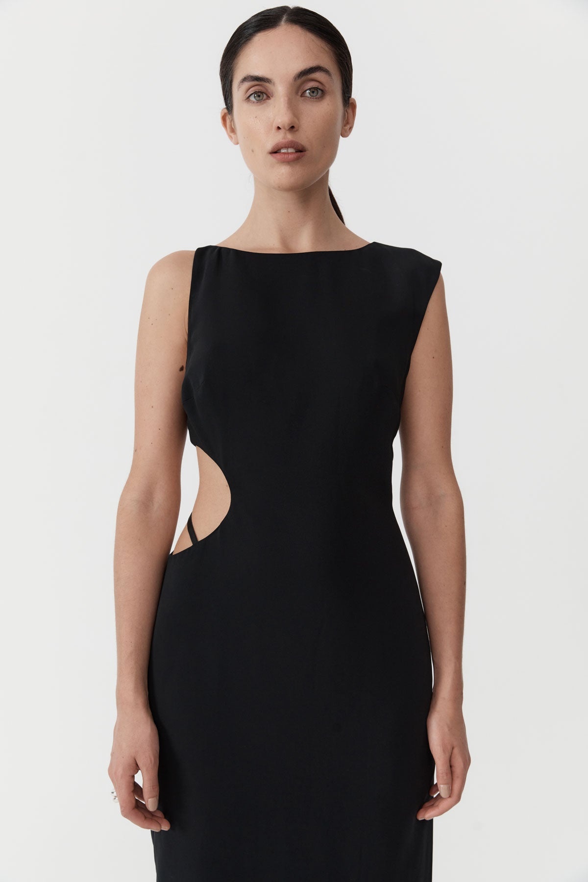 Arc Cut Out Dress - Black - 3