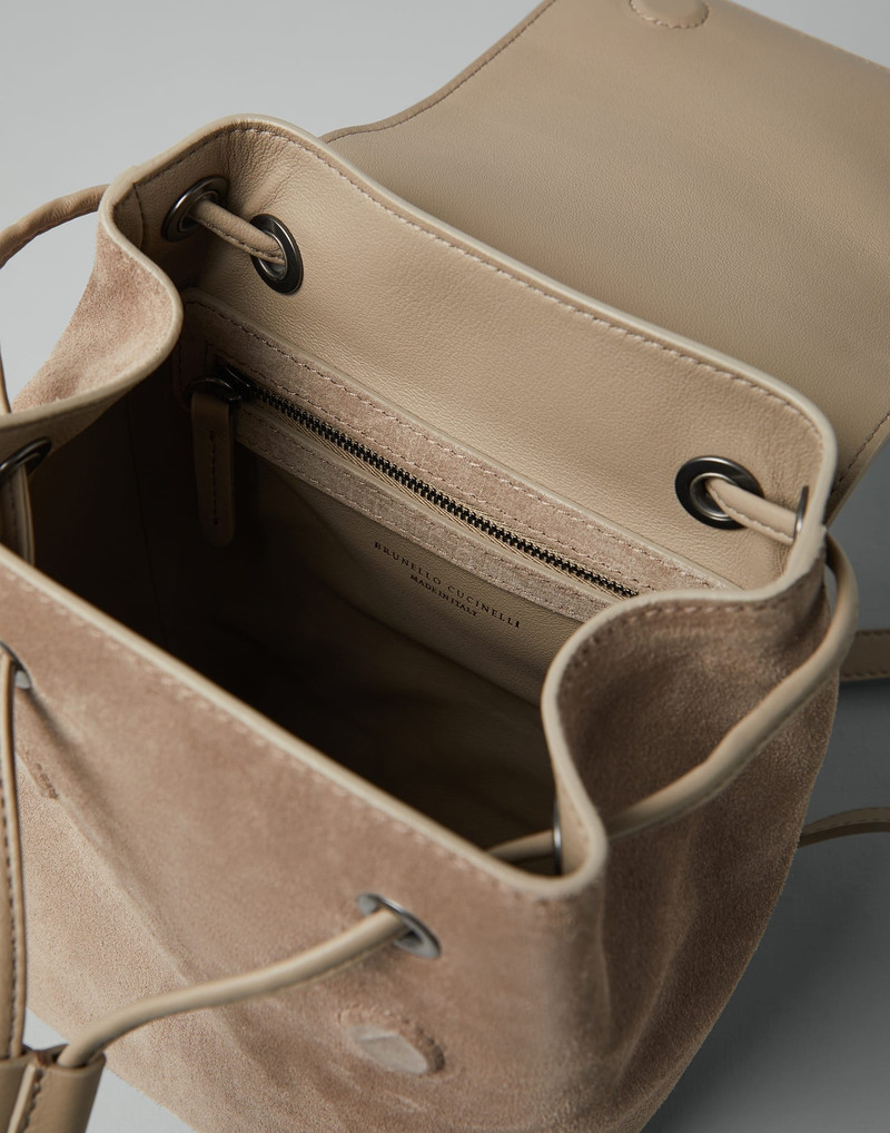 Suede backpack with precious contour 5