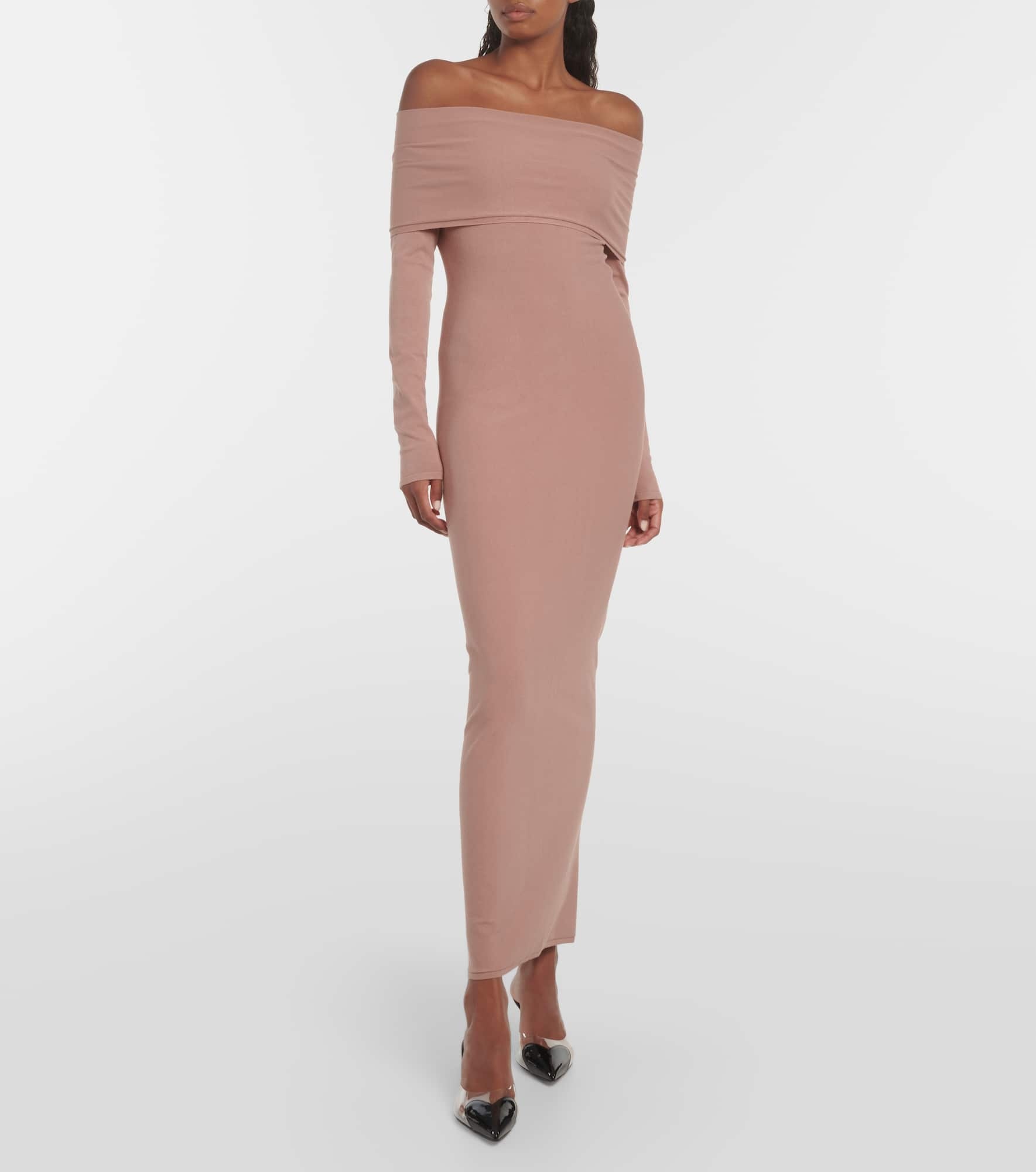 Off-shoulder jersey midi dress - 2