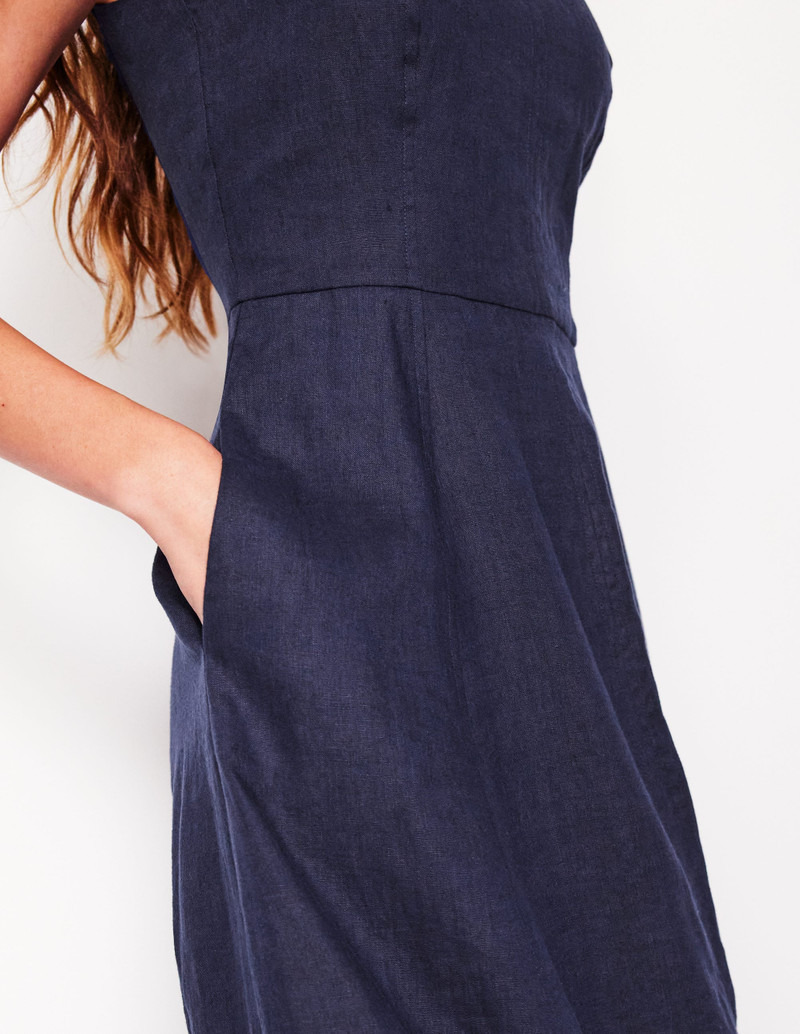 Carla Linen Midi Dress-Navy 3