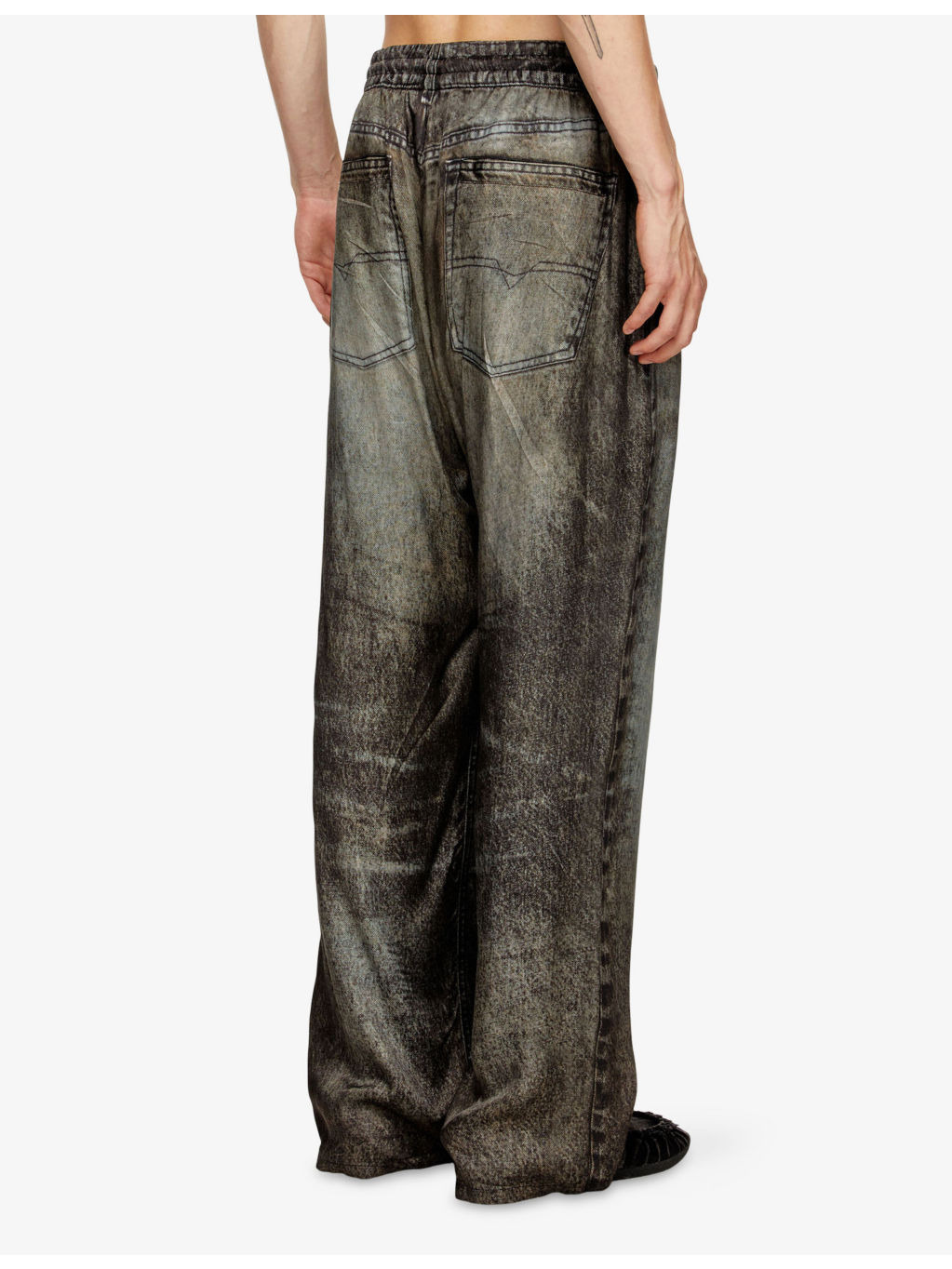 P-Theck-Lkct Denim-Print Straight-Leg Woven Trousers - 4