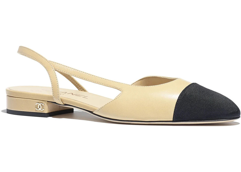 CHANEL Chanel Slingback Flats Beige Goatskin outlook