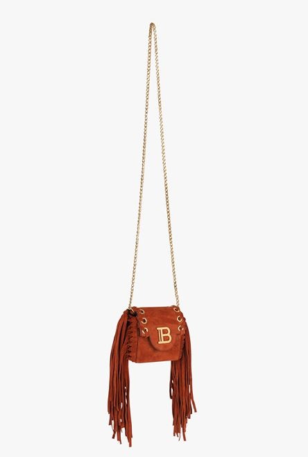 Balmain x Netflix -Fringed terracotta suede mini card holder - 6