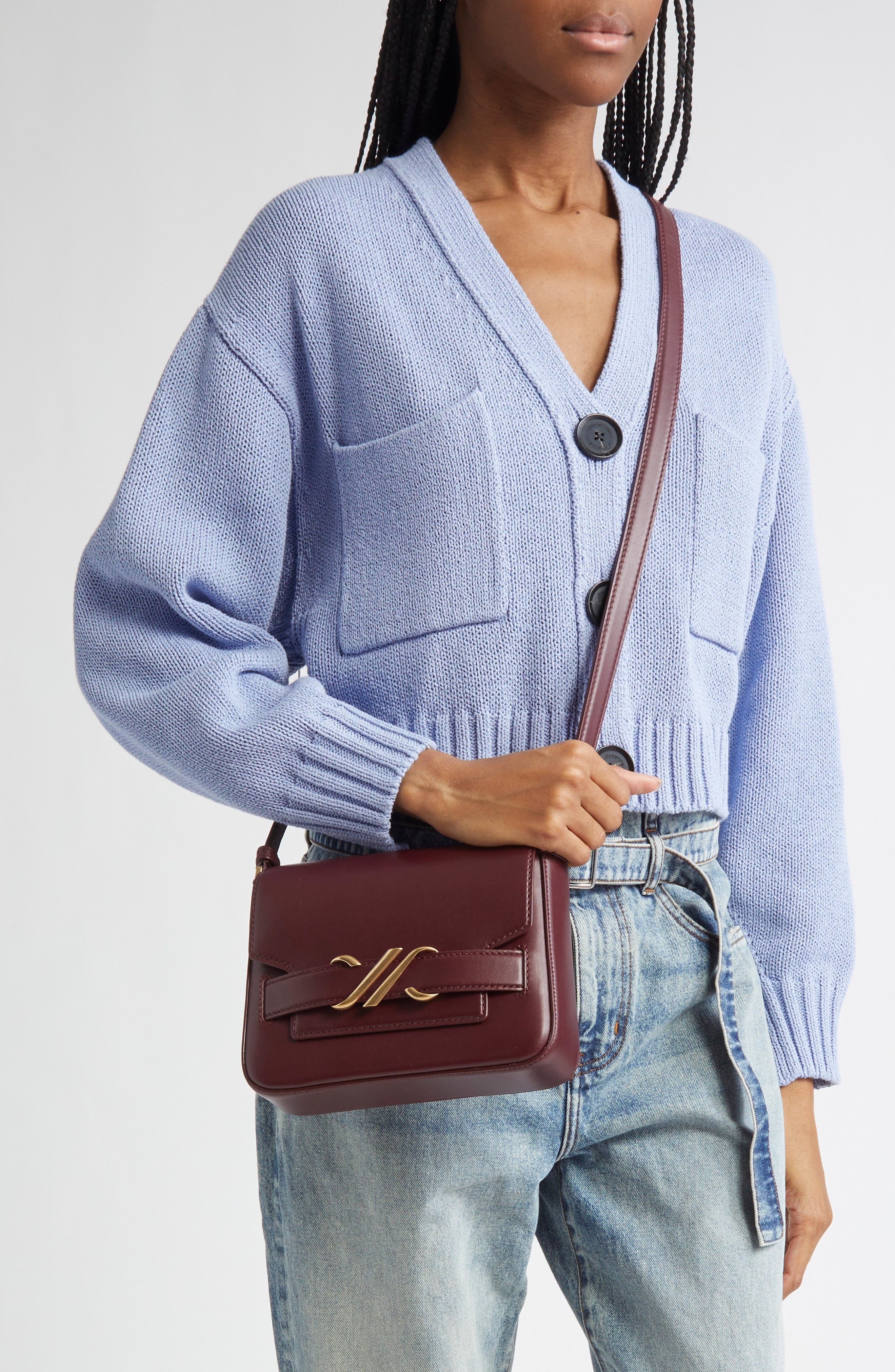 Proenza Schouler Box Leather Shoulder Bag in Dark Red at Nordstrom - 2