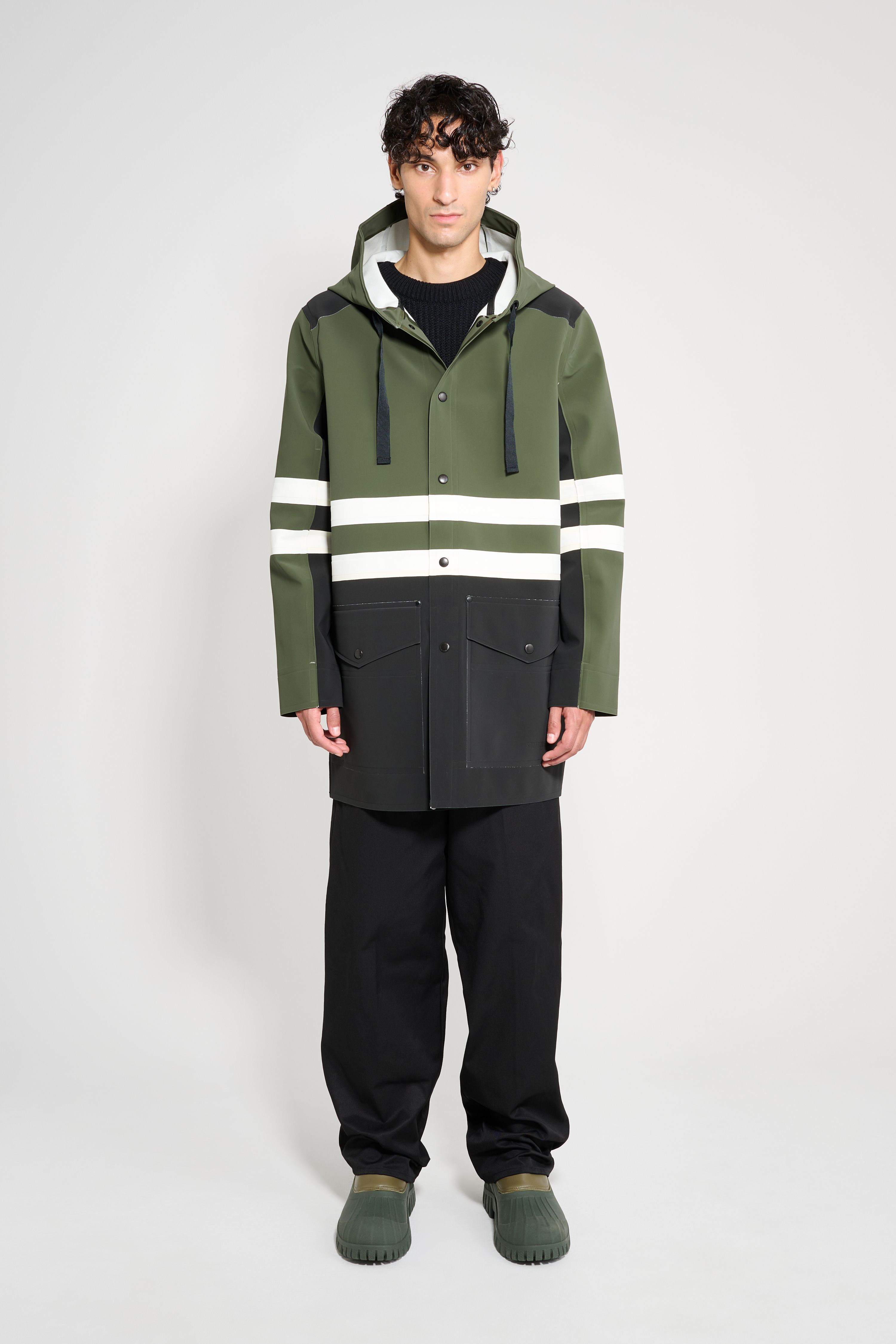 Nockeby Raincoat Black/Green/White - 2
