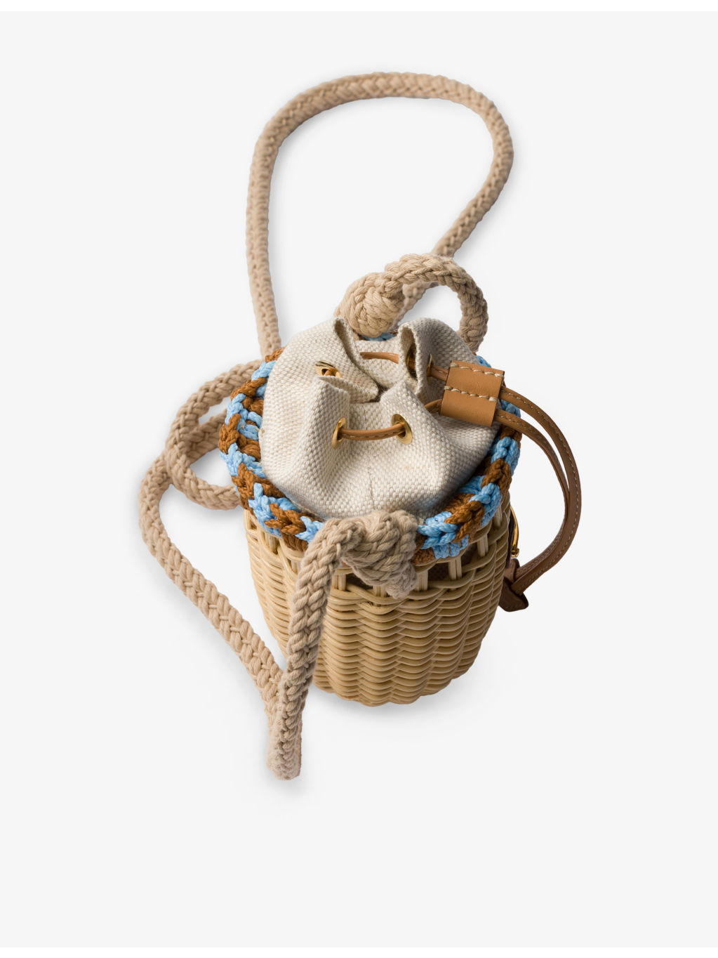 Logo-Embellished Wicker Basket Bag - 5