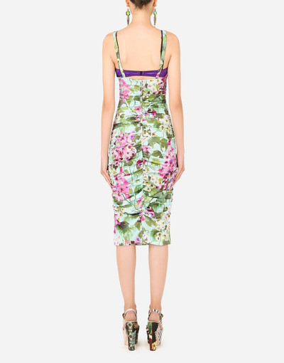 Dolce & Gabbana Charmeuse calf-length dress with bluebell print outlook