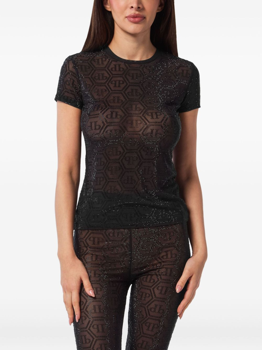 Tulle Monogram Strass T-Shirt - 3
