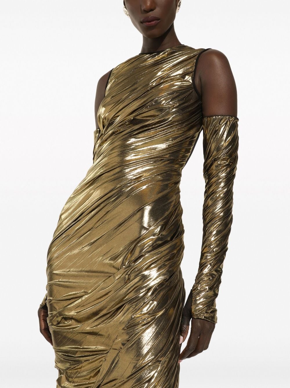 foiled-finish panelled dress - 5