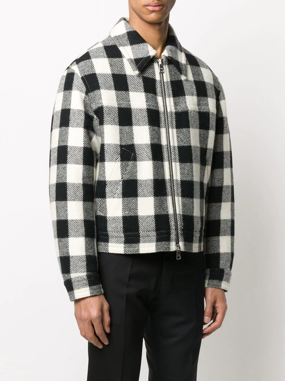 boxy fit checkered zipped jacket - 3