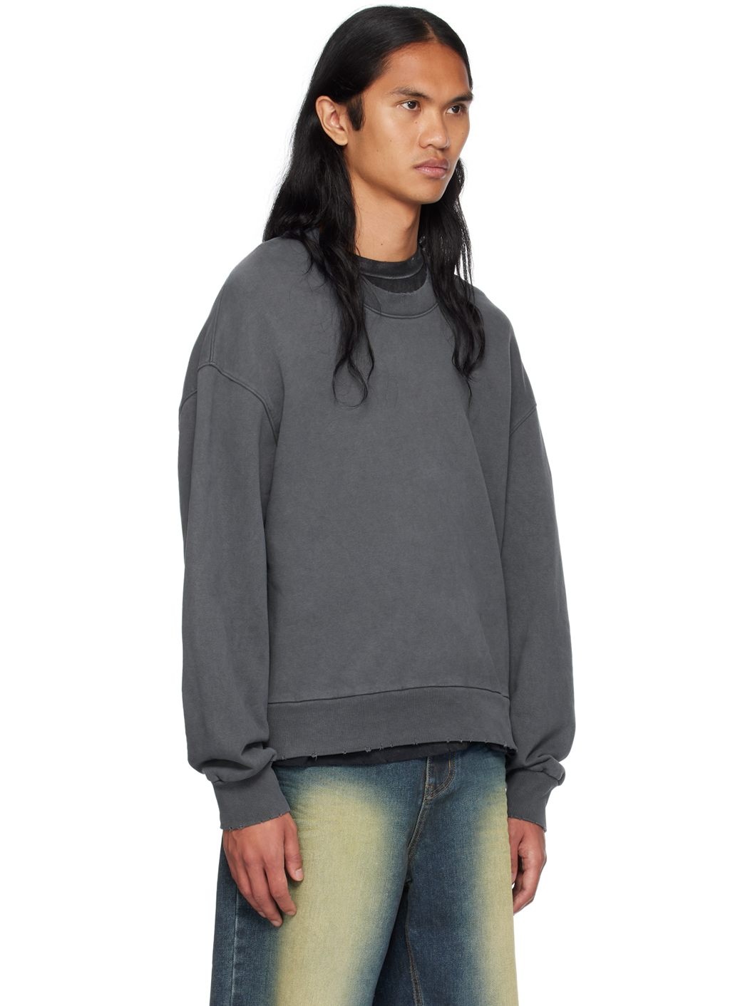 Gray Wide Neck Hoodie - 2