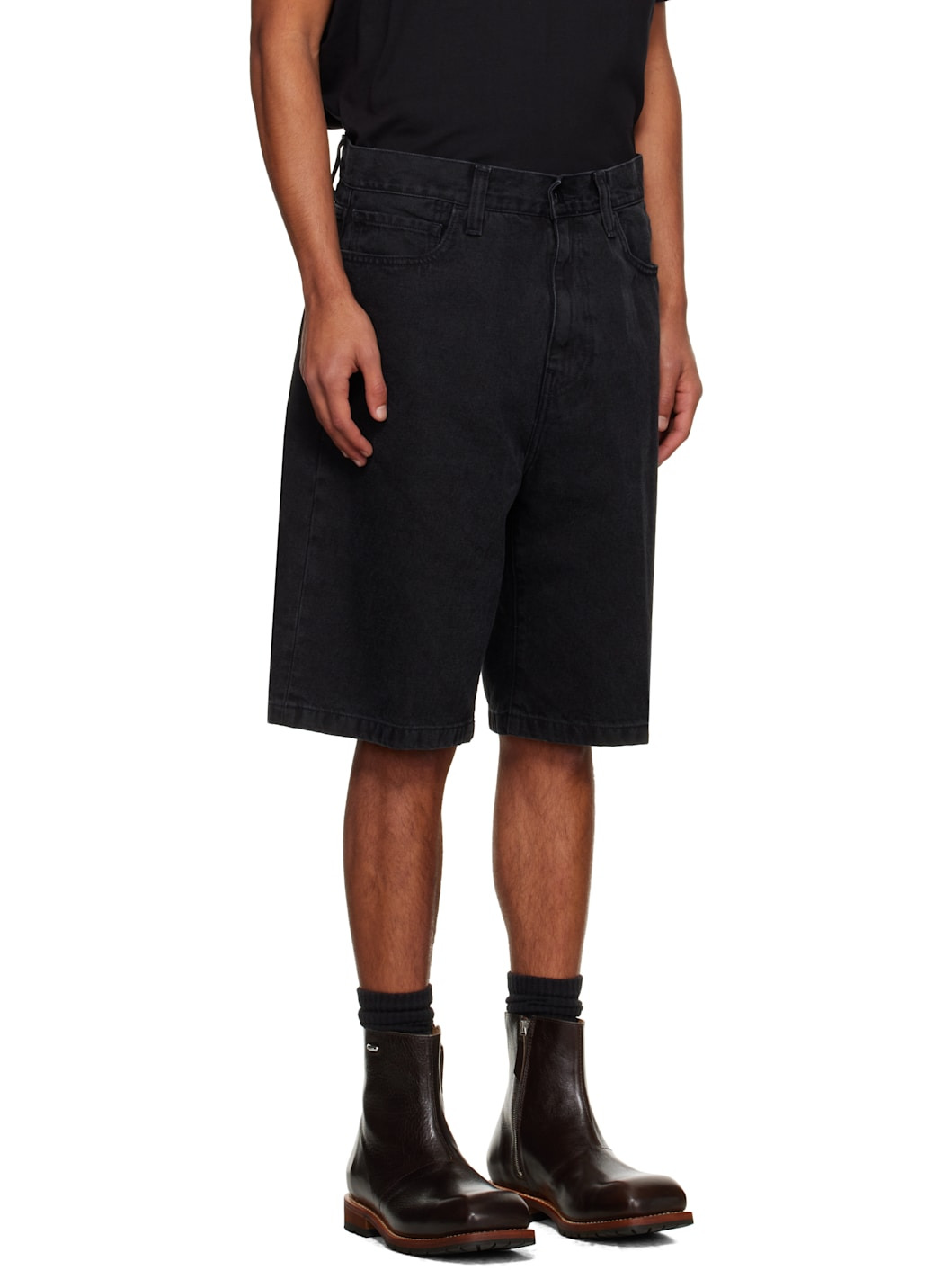 Black Landon Denim Shorts - 2