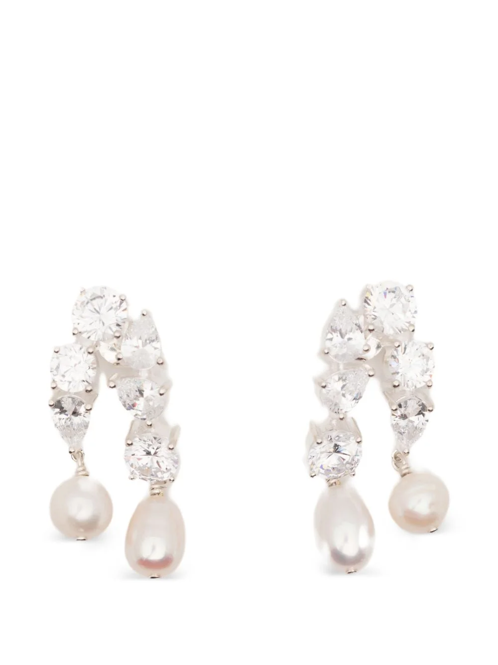 Cascading pearl and zirconia drop earrings - 1
