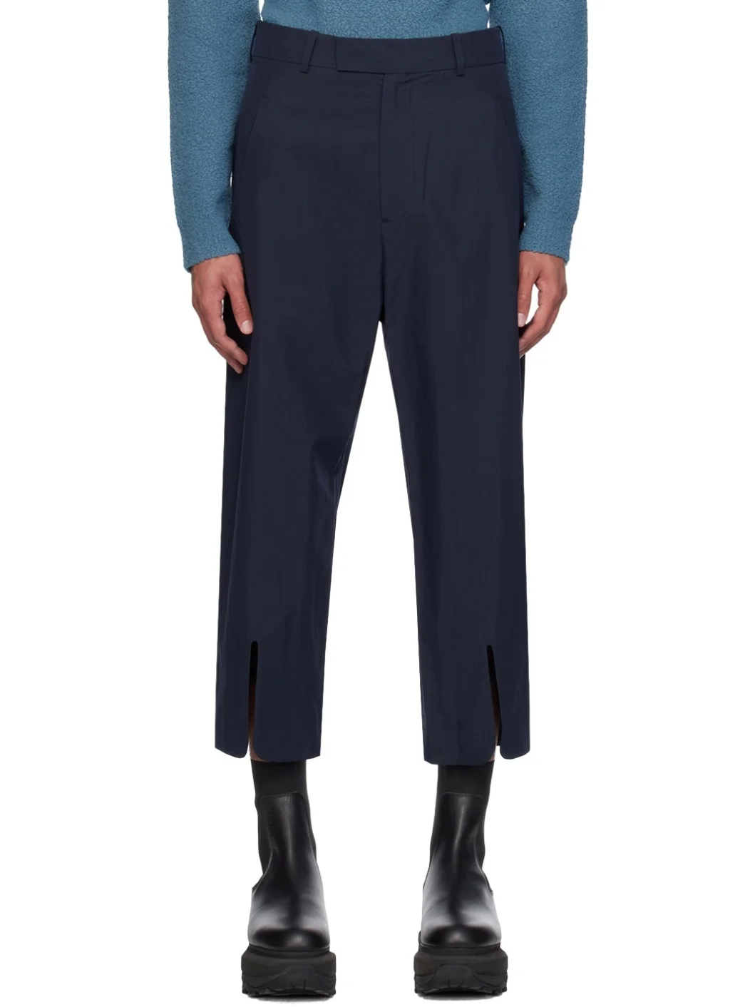 Navy Vented Cuff Trousers - 1