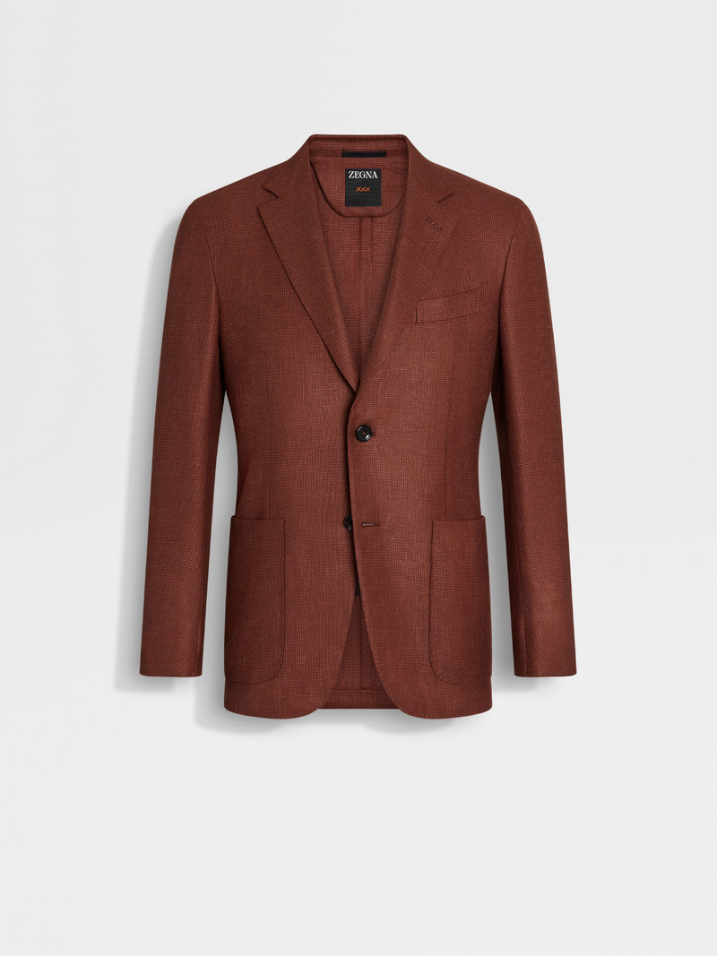 BRICK RED CASHMERE SILK AND LINEN JACKET 1