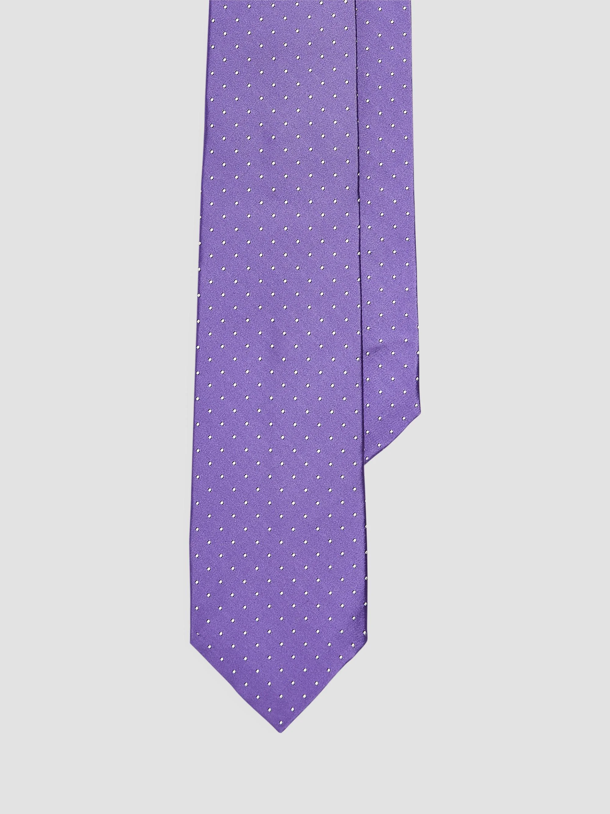 Men's Polka Dot Silk Tie - Purple - 1