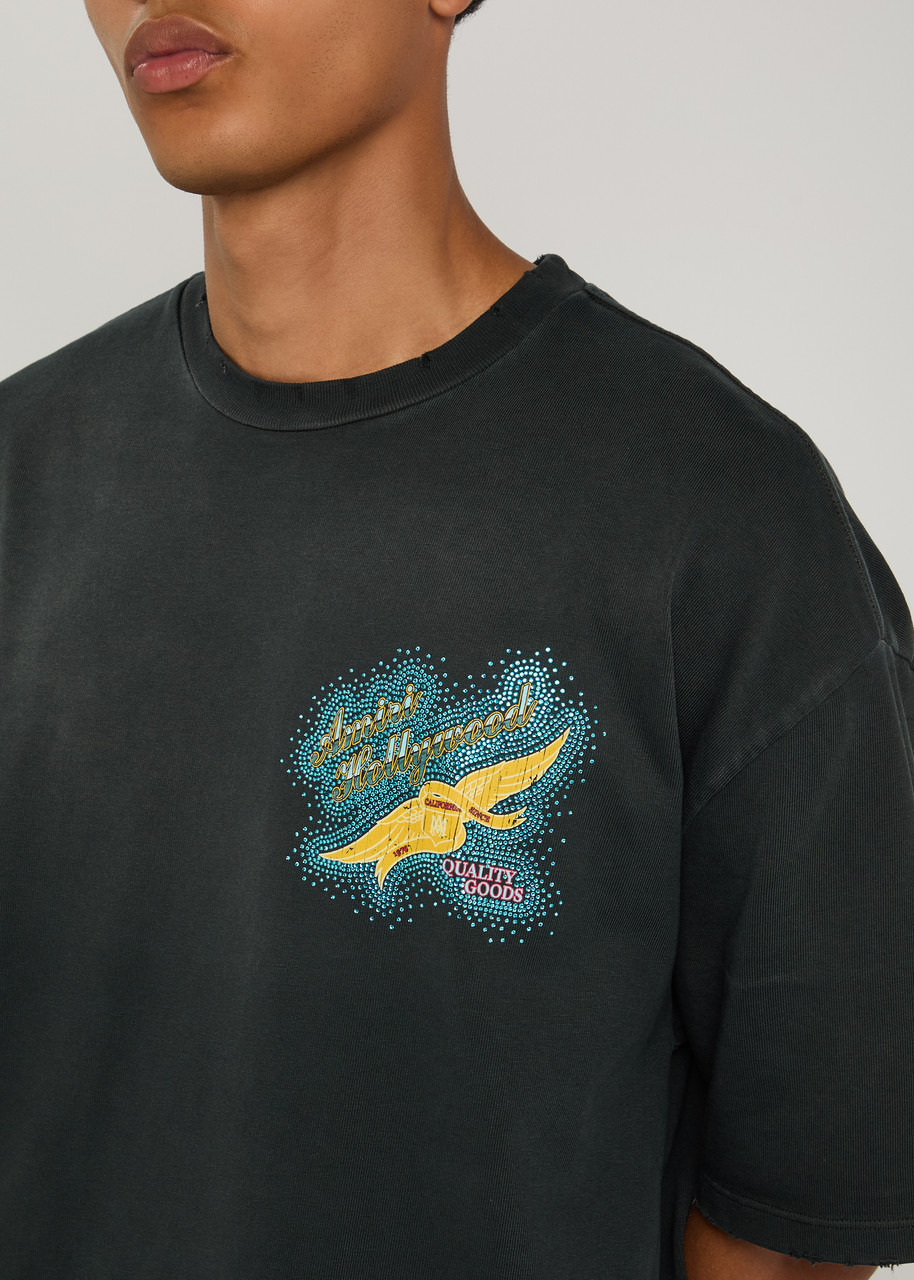 Amiri Crystal Amiri Wings Embellished Cotton T-shirt - 4