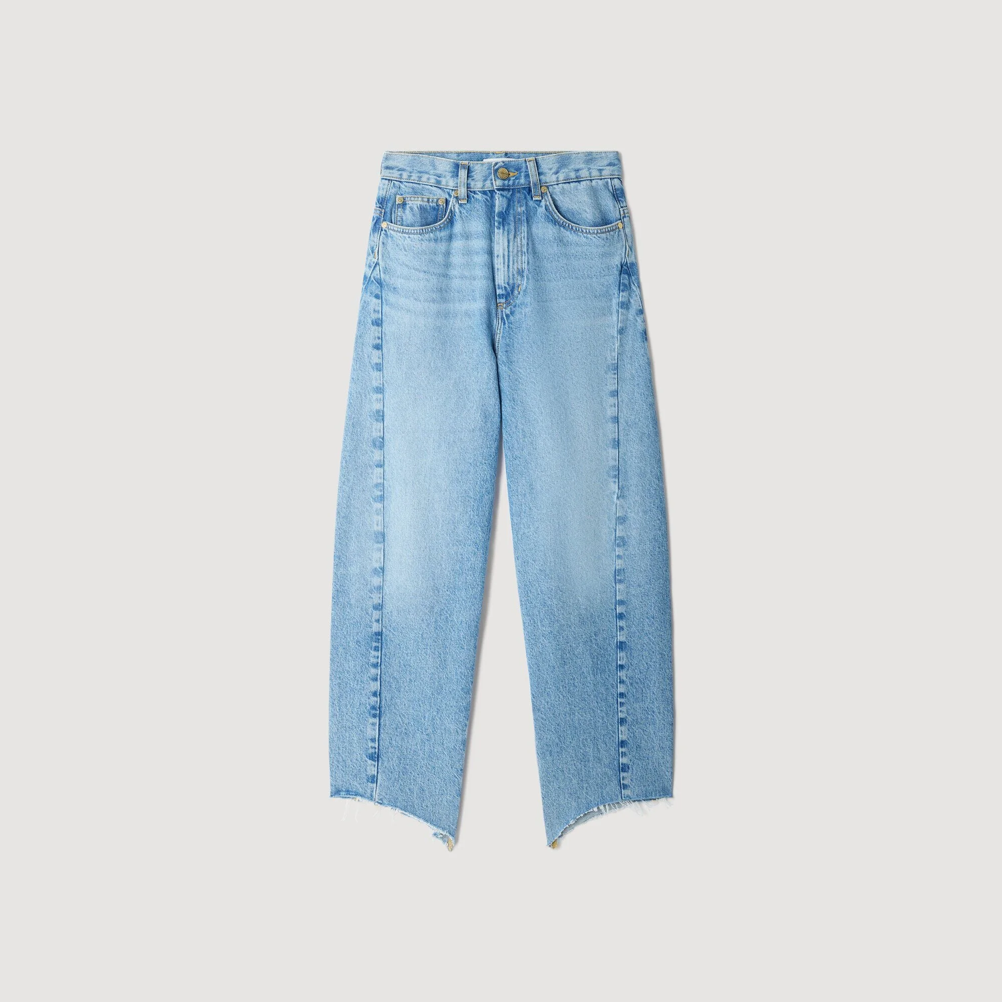 FLORAL PRINT BARREL JEANS - 1